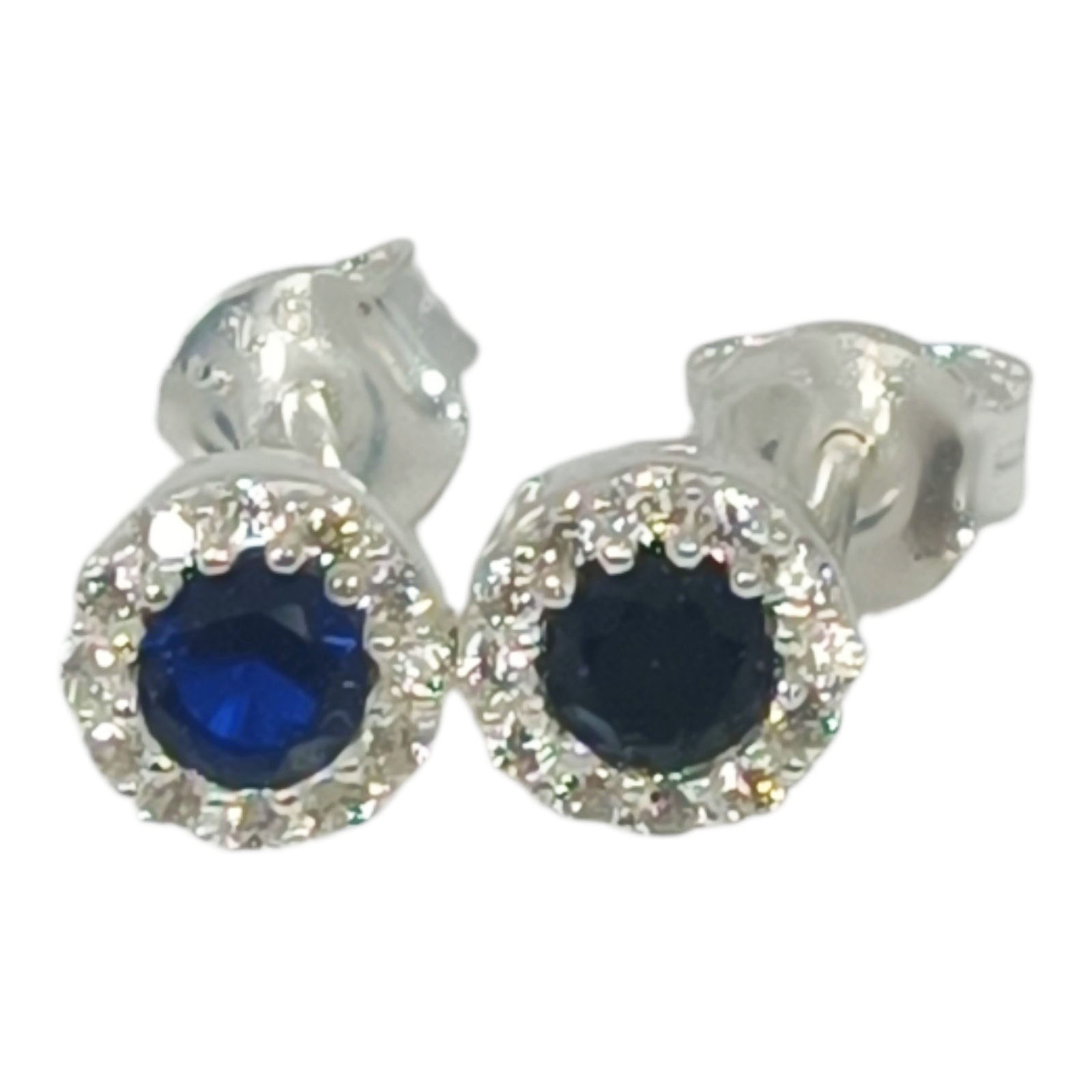 Boucles Argent \'Arégonde\' saphir blanc argenté - 6 mm - [S1121]