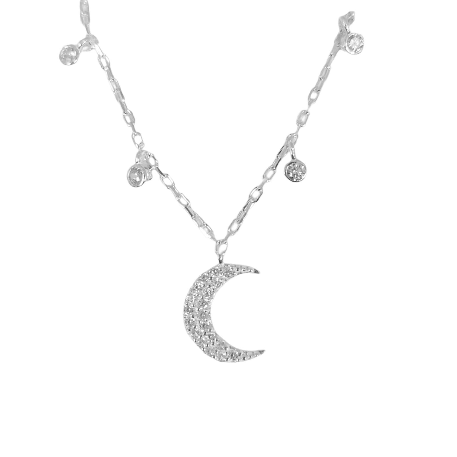 Collier Argent \'Arégonde\' blanc doré - 10x9 mm (lune) - [S1125]