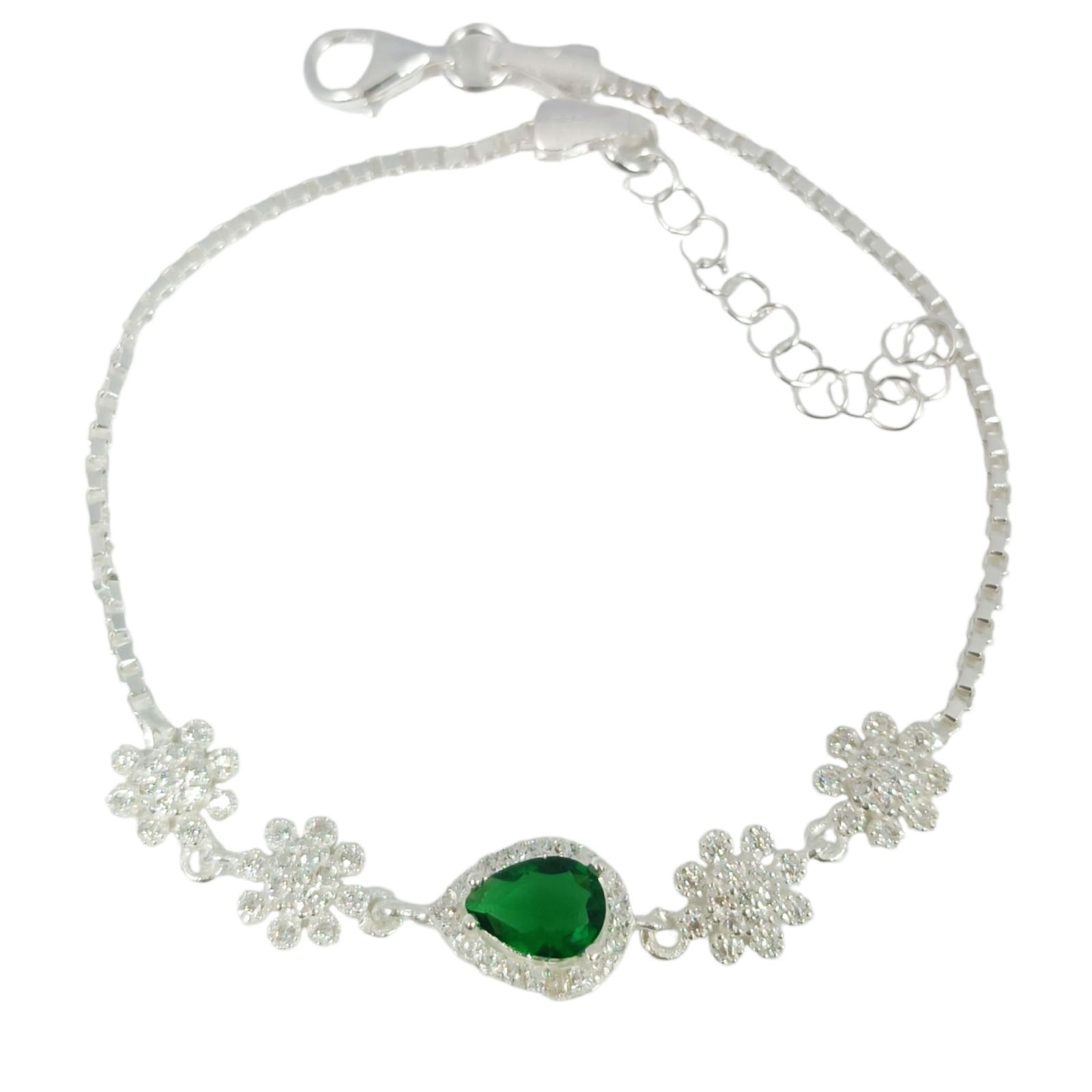 Bracelet Argent \'Arégonde\' vert blanc  - 50x8 mm - [S1126]