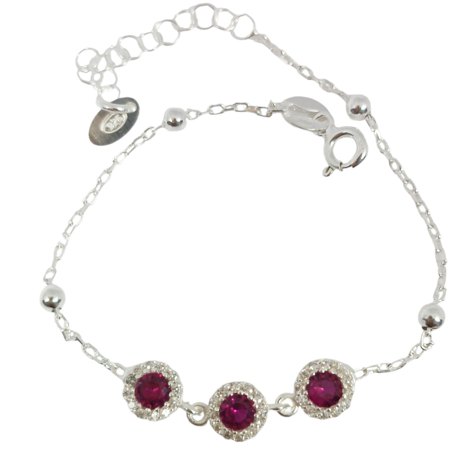 Bracelet Argent \'Arégonde\' rose blanc argenté - 25x6 mm - [S1127]
