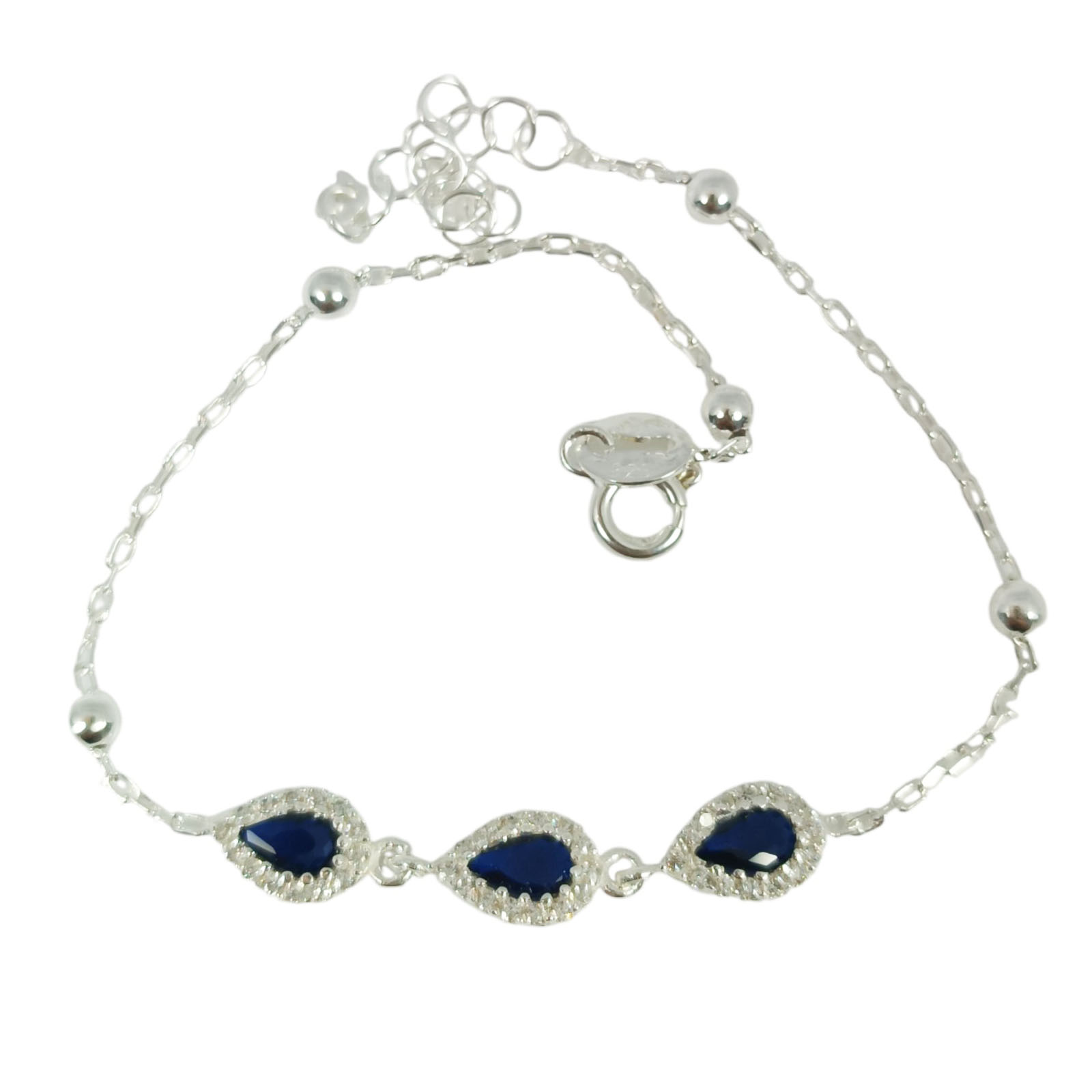 Bracelet Argent \'Arégonde\' bleu blanc argenté - 30x5 mm - [S1128]