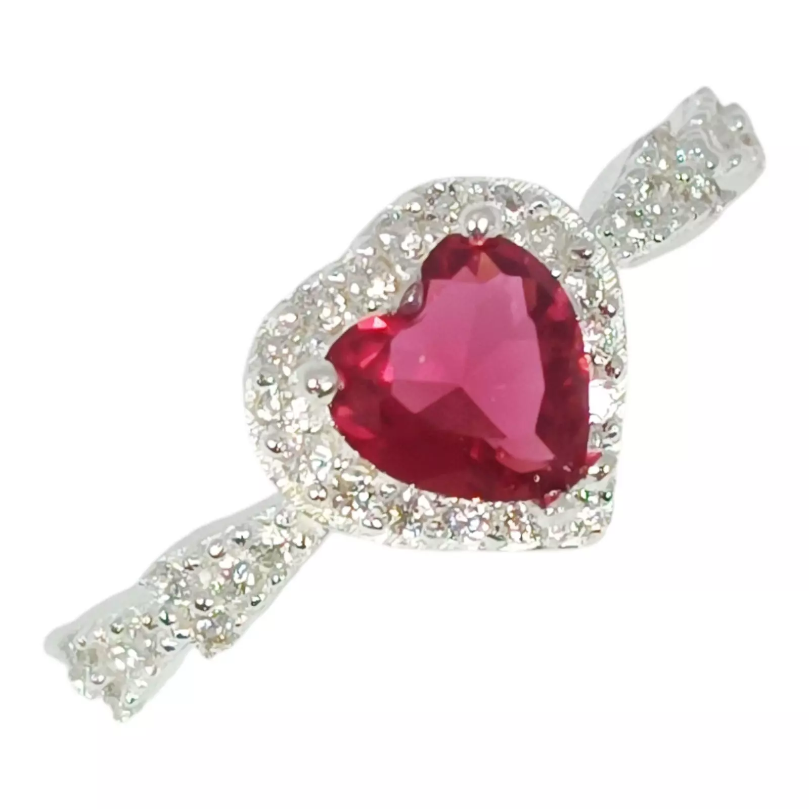 les trésors de lily Bague Argent 'Arégonde' rose argenté 9x9 mm (cœur) [S1137]