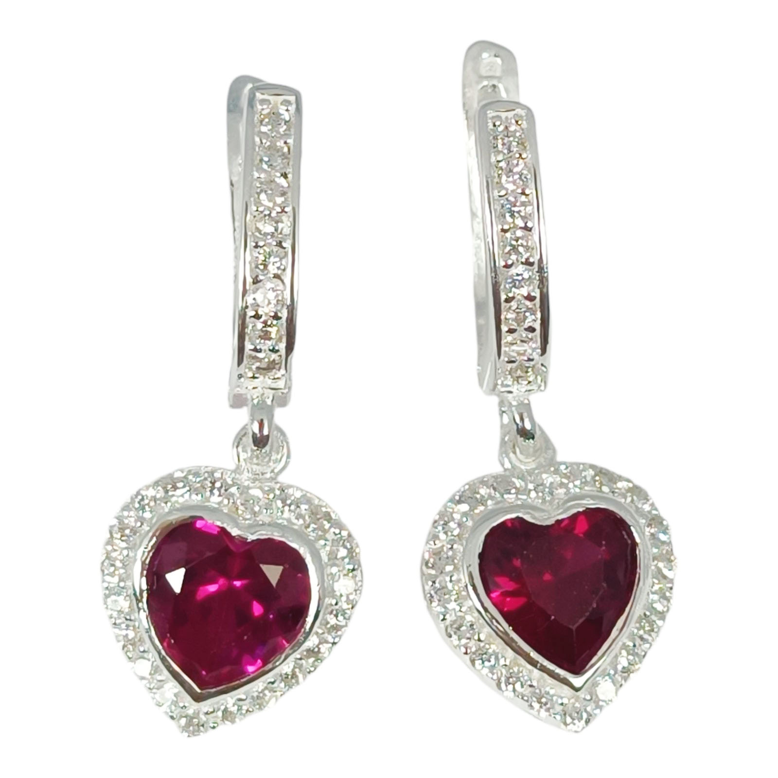 Boucles dormeuses argent \'Arégonde\' rose argenté - 10x10 mm (cœurs) - [S1139]