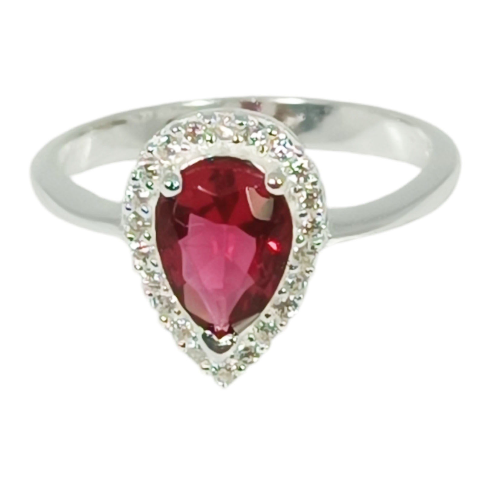 Bague Argent \'Arégonde\' rubis argenté - 13x9 mm - [S1144]