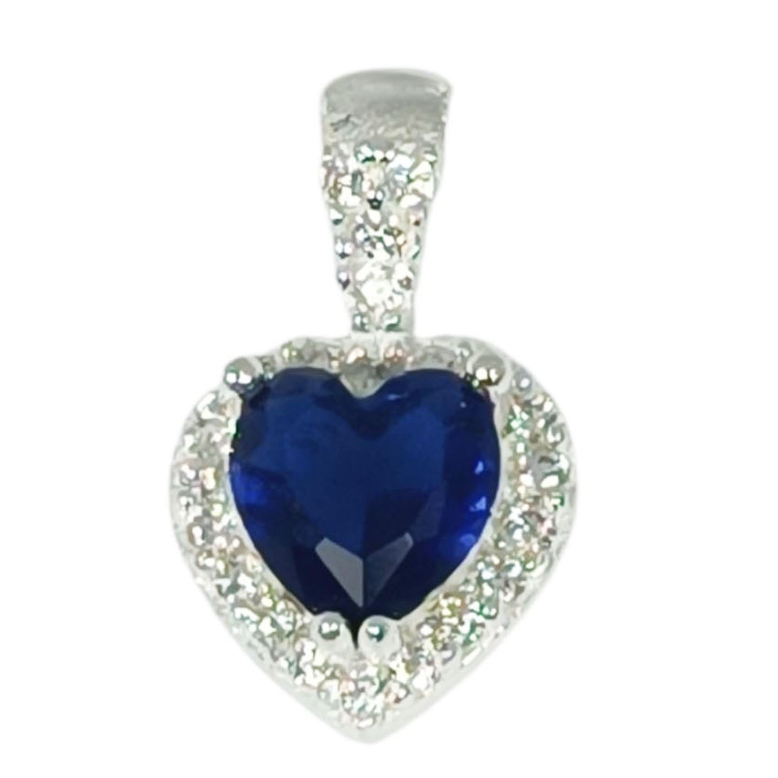 Pendentif Argent \'Arégonde\' bleu saphir argenté - 9x9 mm (love, cœur) - [S1152]