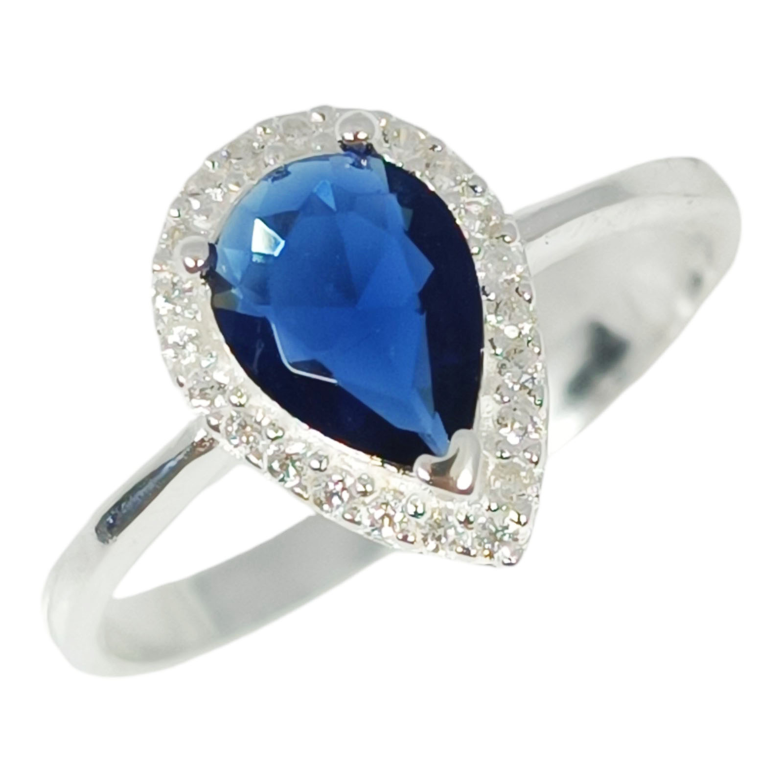 Bague Argent \'Arégonde\' bleu saphir argenté - 13x9 mm - [S1154]