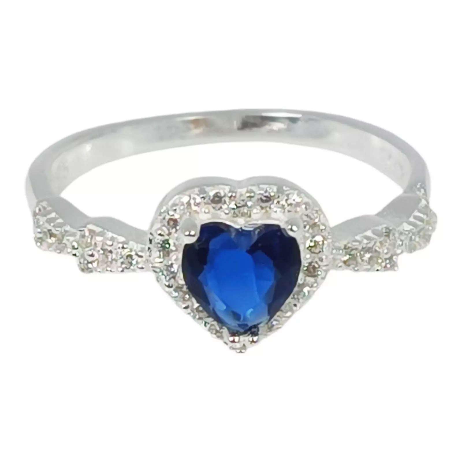les trésors de lily Bague Argent 'Arégonde' bleu saphir argenté 9x9 mm (cœur) [S1155]