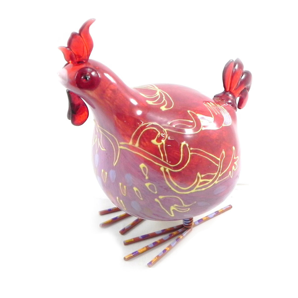 Figurine créateur \'Coq Cocorico\' rouge (peint à la main) - 20 cm - [I2448]