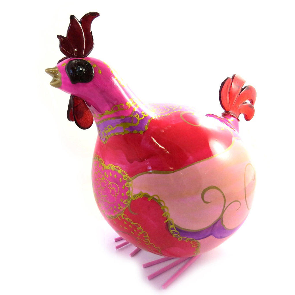 Figurine \'Coq Cocorico\' rose - 30 cm - [M9056]