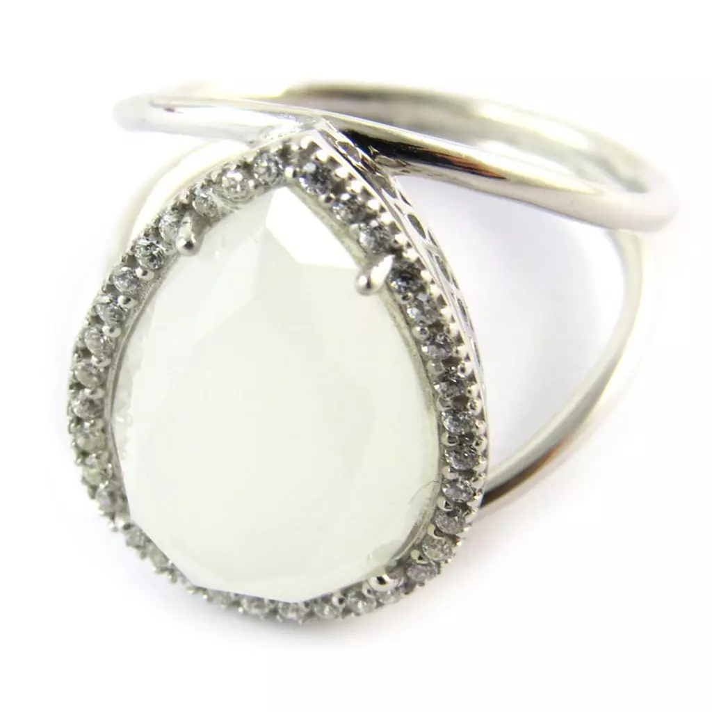 les trésors de lily Bague argent 'Arégonde' blanc argenté (rhodié) 19x16 mm [N3299]