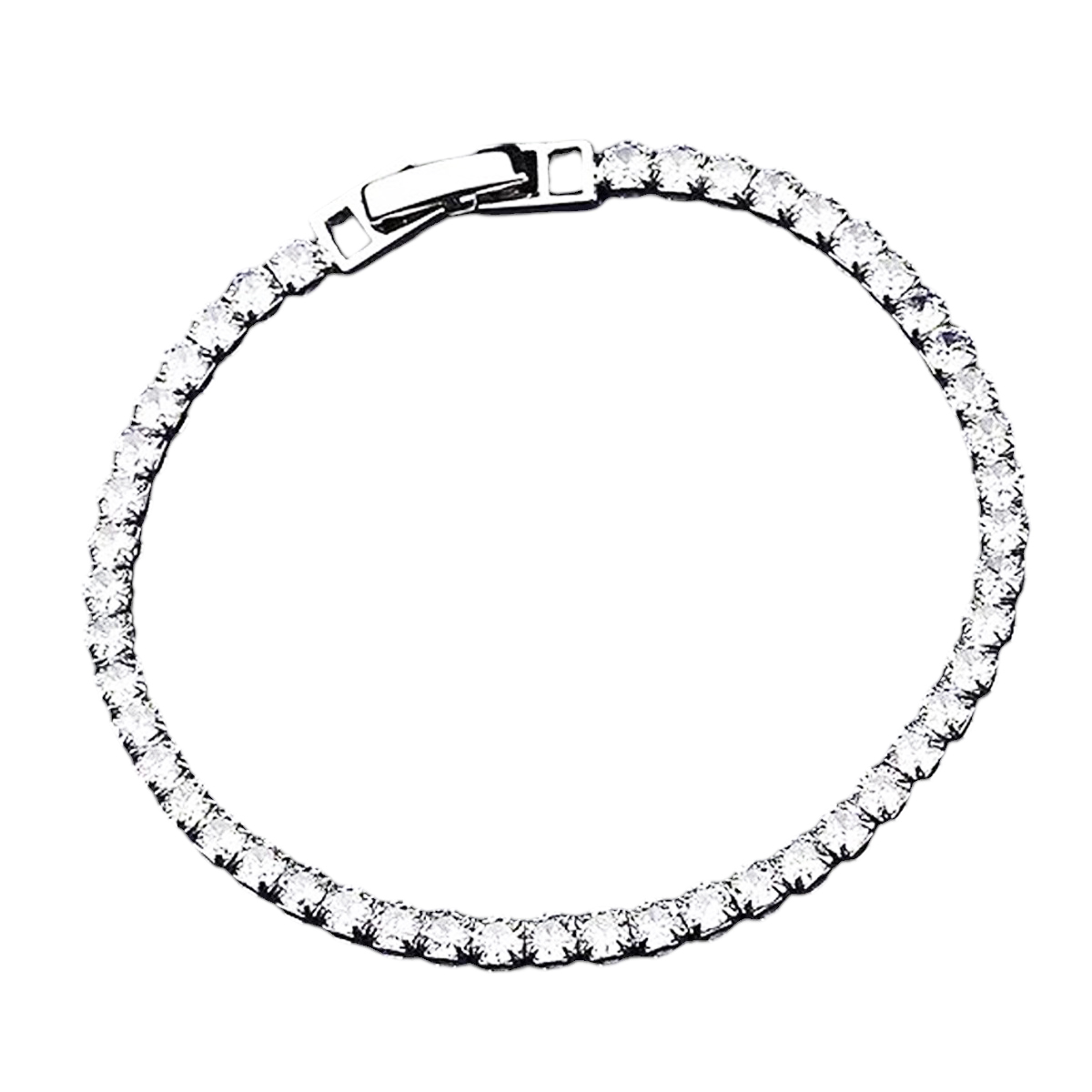 Bracelet Créateur \'Arégonde\' blanc argenté - 3 mm (Rivière de Cristal) - [R7549]