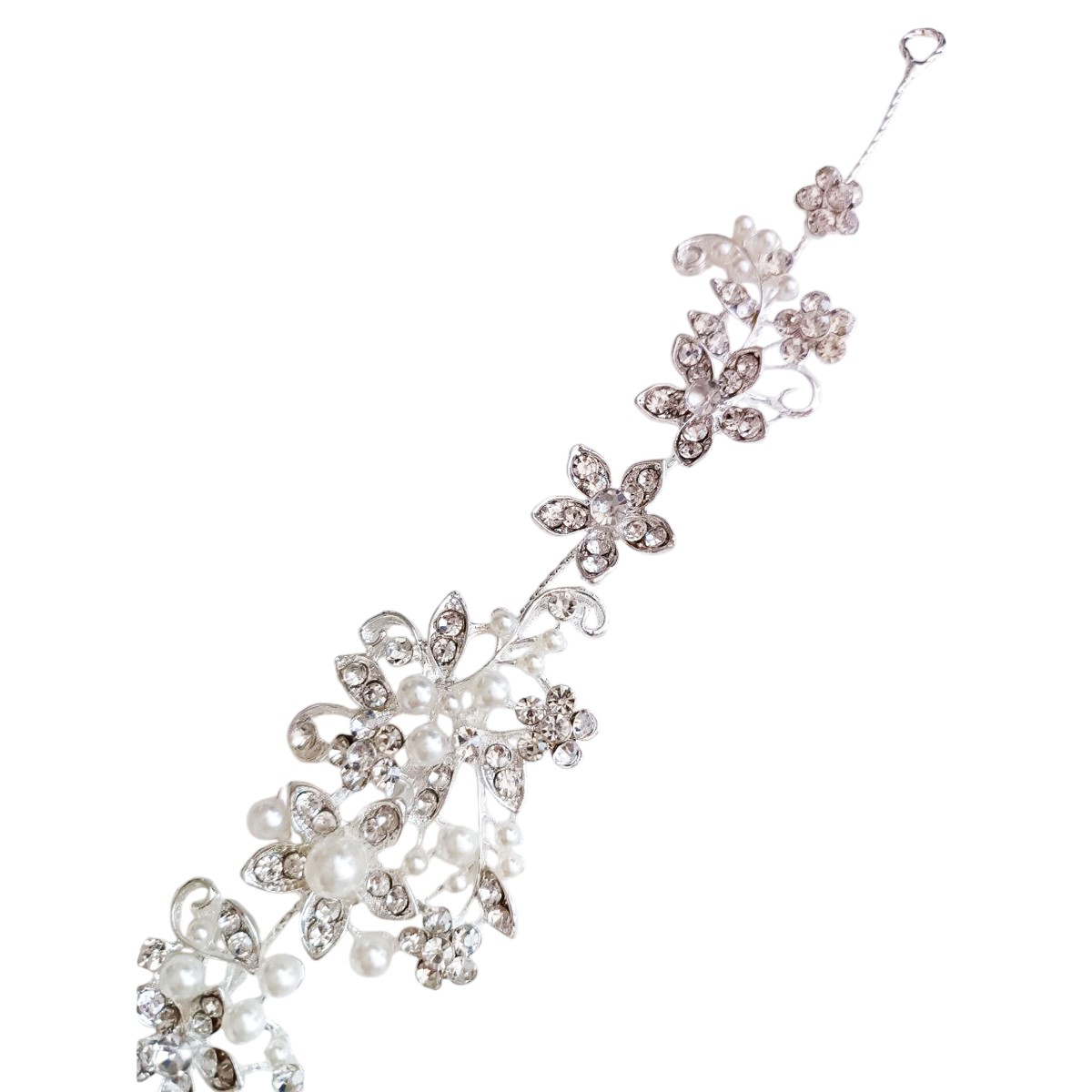 Bijou cheveux Créateur \'Arégonde\' blanc argenté - 27x35 cm - [R7552]