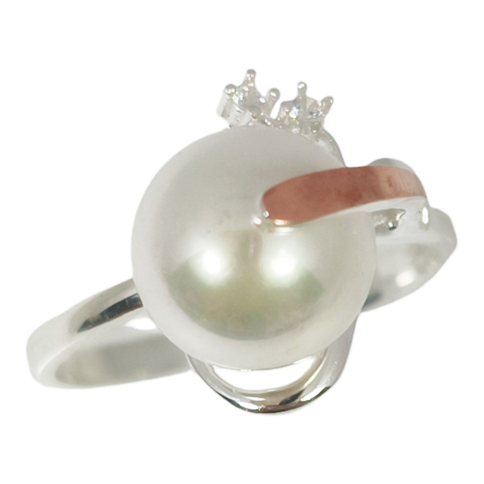 Bague argent \'Arégonde\' blanc rosé argenté - 10x10 mm - [S1164]