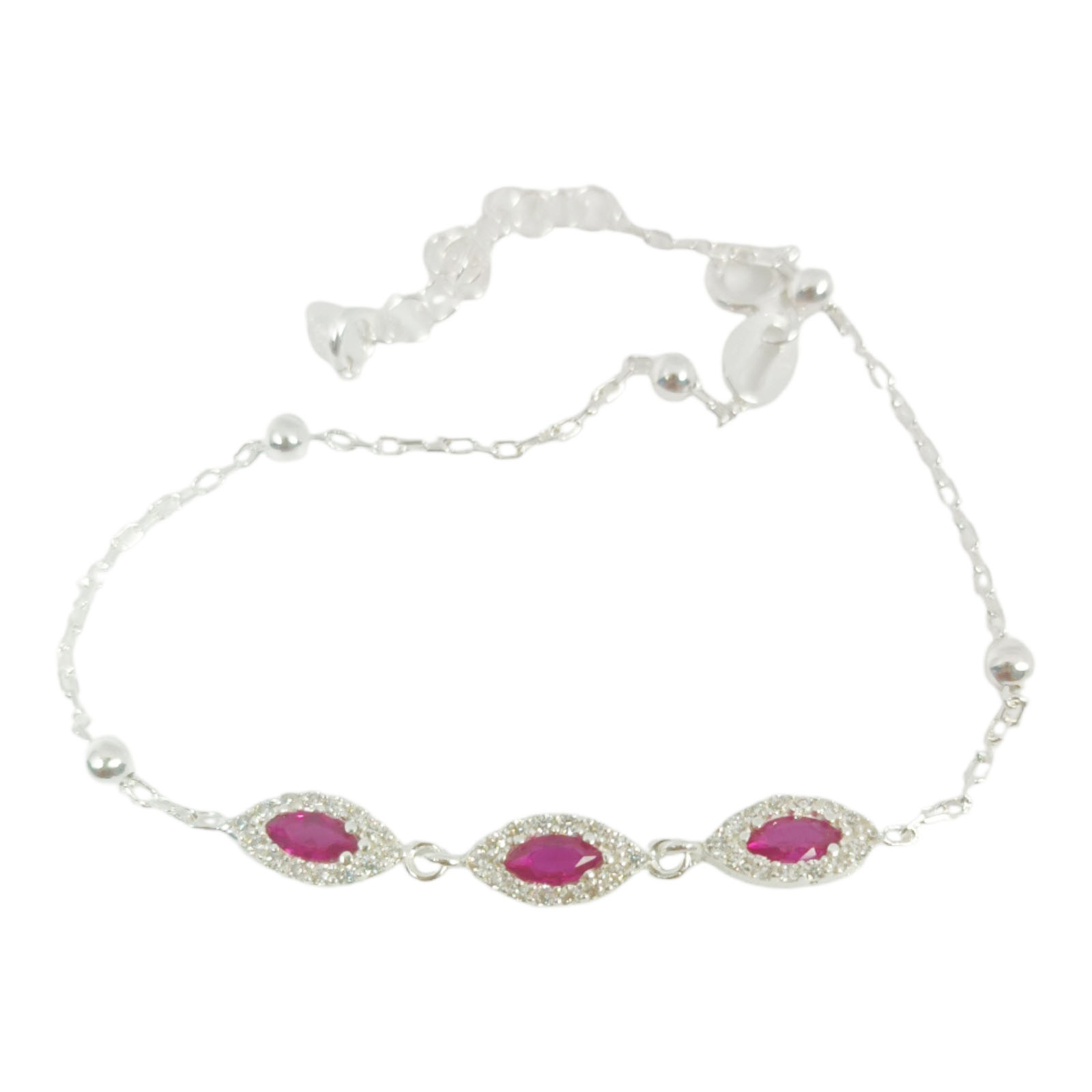 Bracelet Argent \'Arégonde\' rose  blanc argenté - 35x5 mm - [S1166]