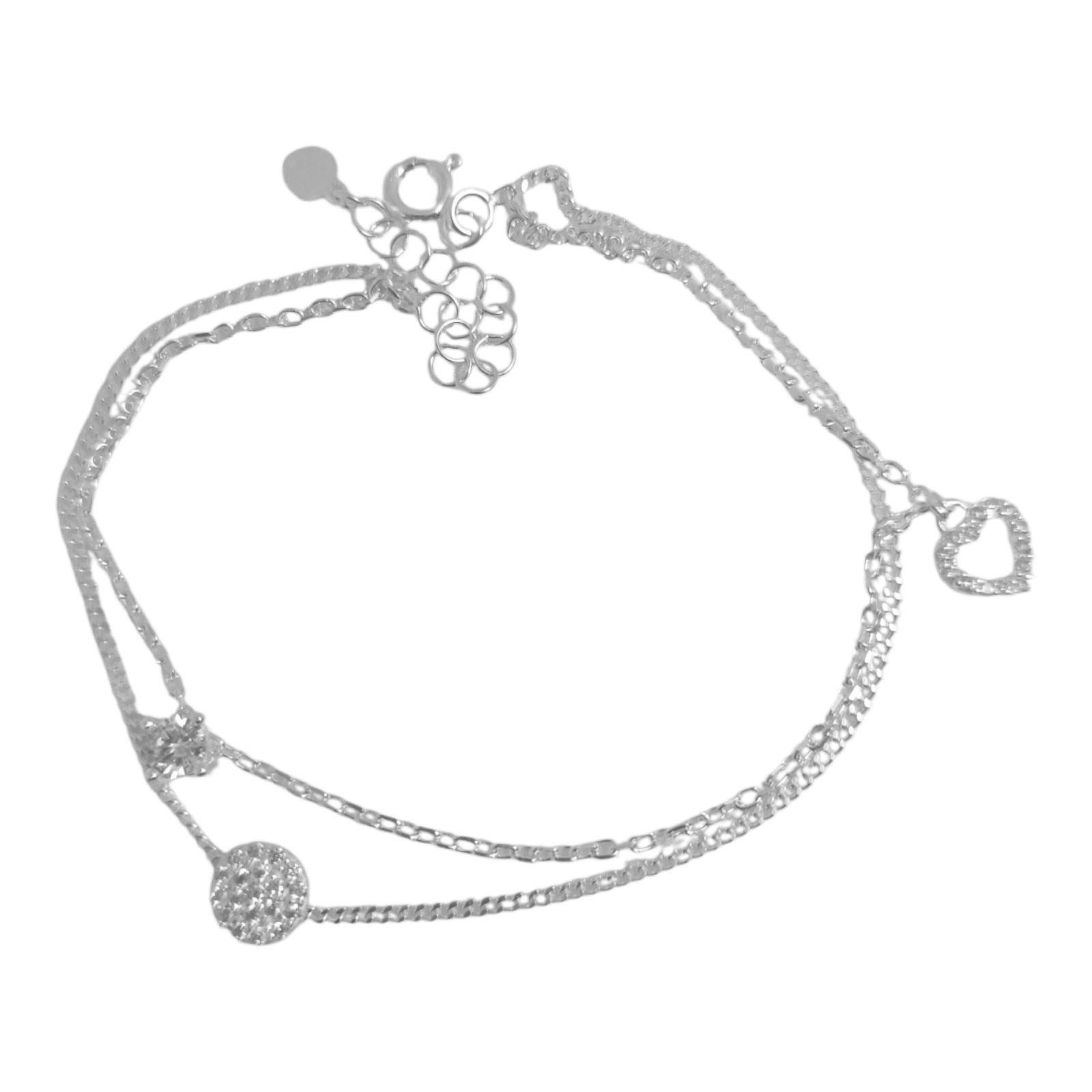 Bracelet Argent double \'Arégonde\' blanc argenté - 6 mm - [S1168]