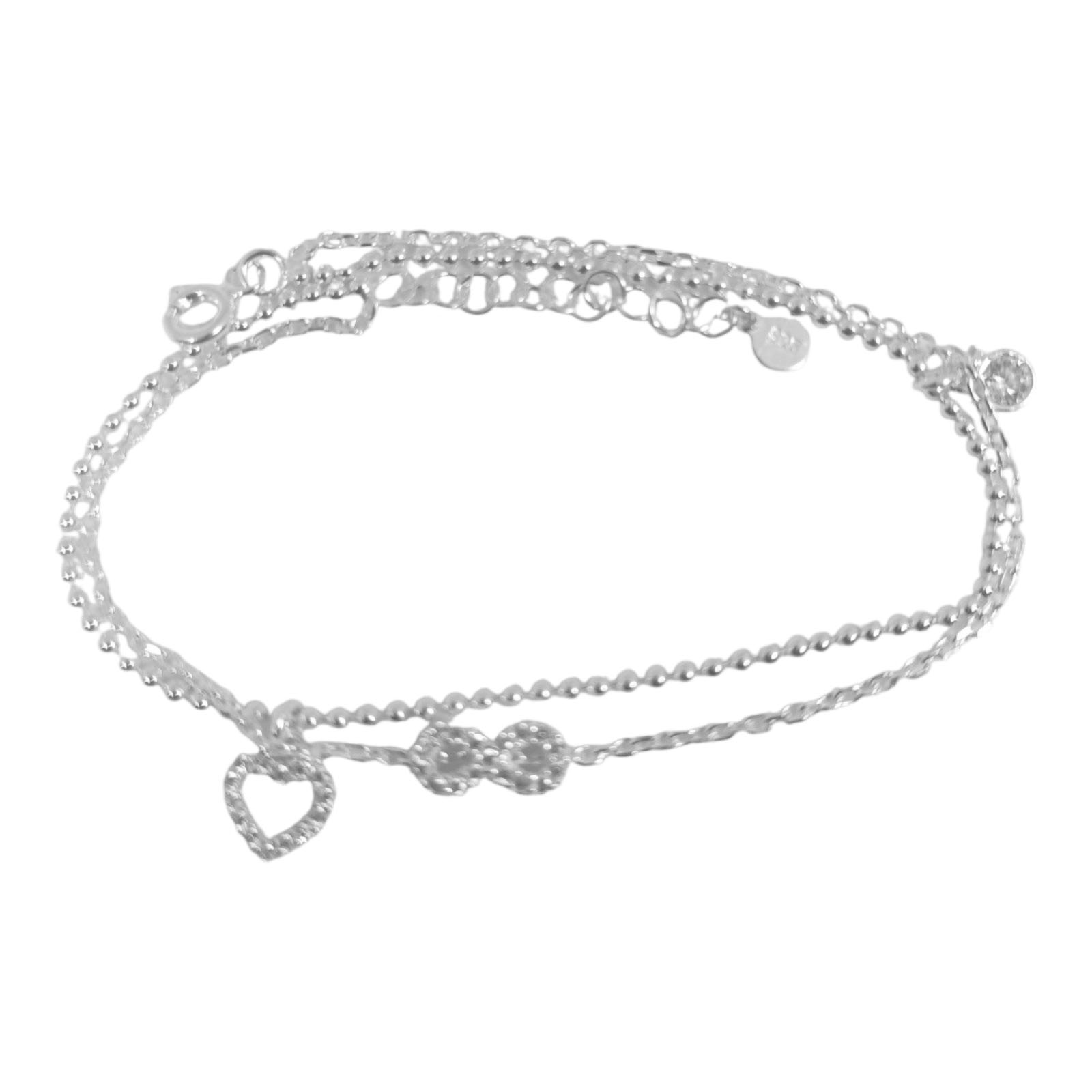 Bracelet Argent double \'Arégonde\' blanc argenté - 6 mm - [S1169]