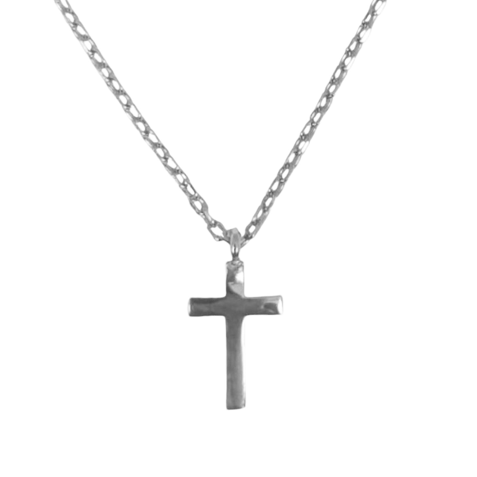 Collier Argent \'Croix\' argenté (rhodié) - 10x6 mm - [S1171]