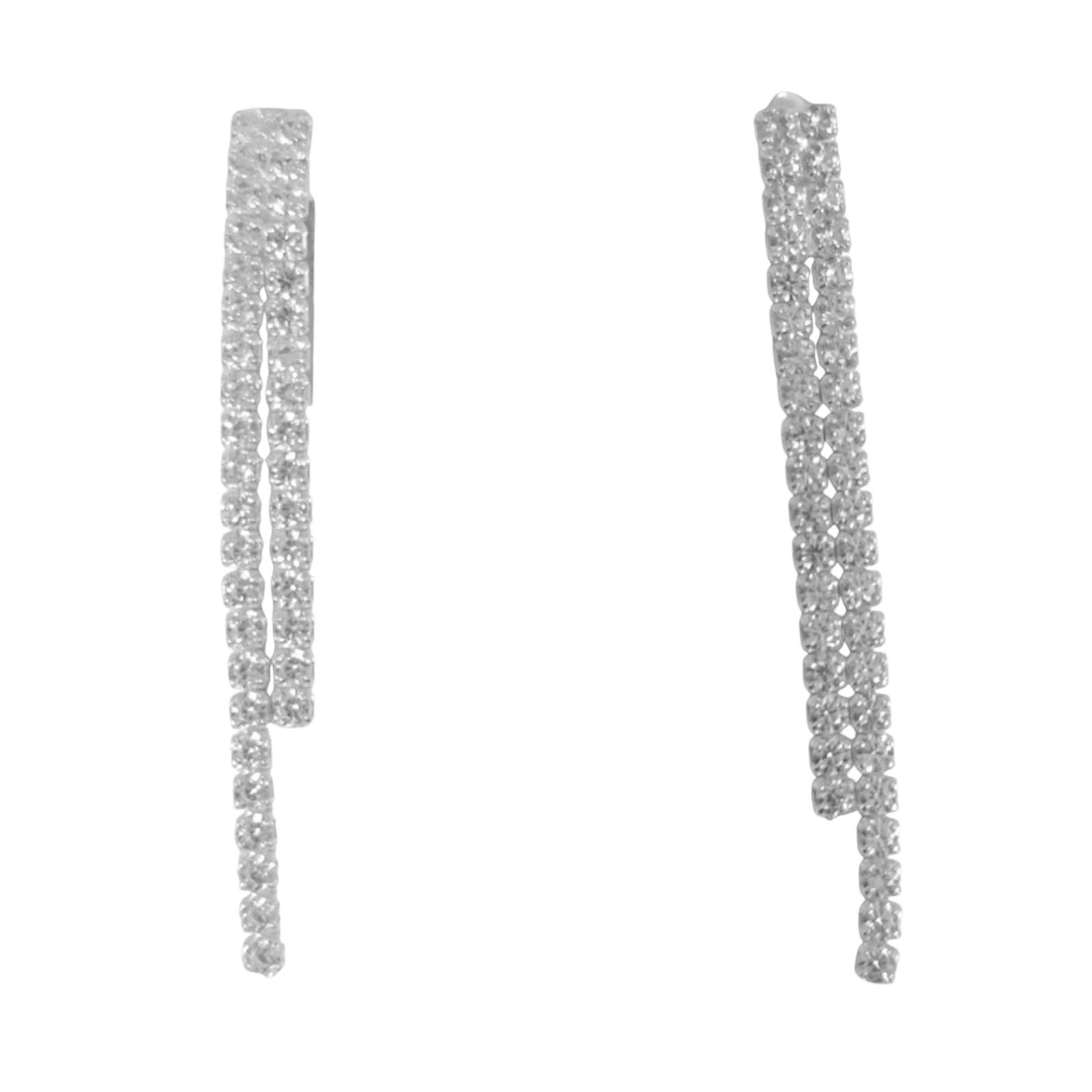 Boucles Argent \'Arégonde\' blanc argenté - 40x4 mm - [S1174]