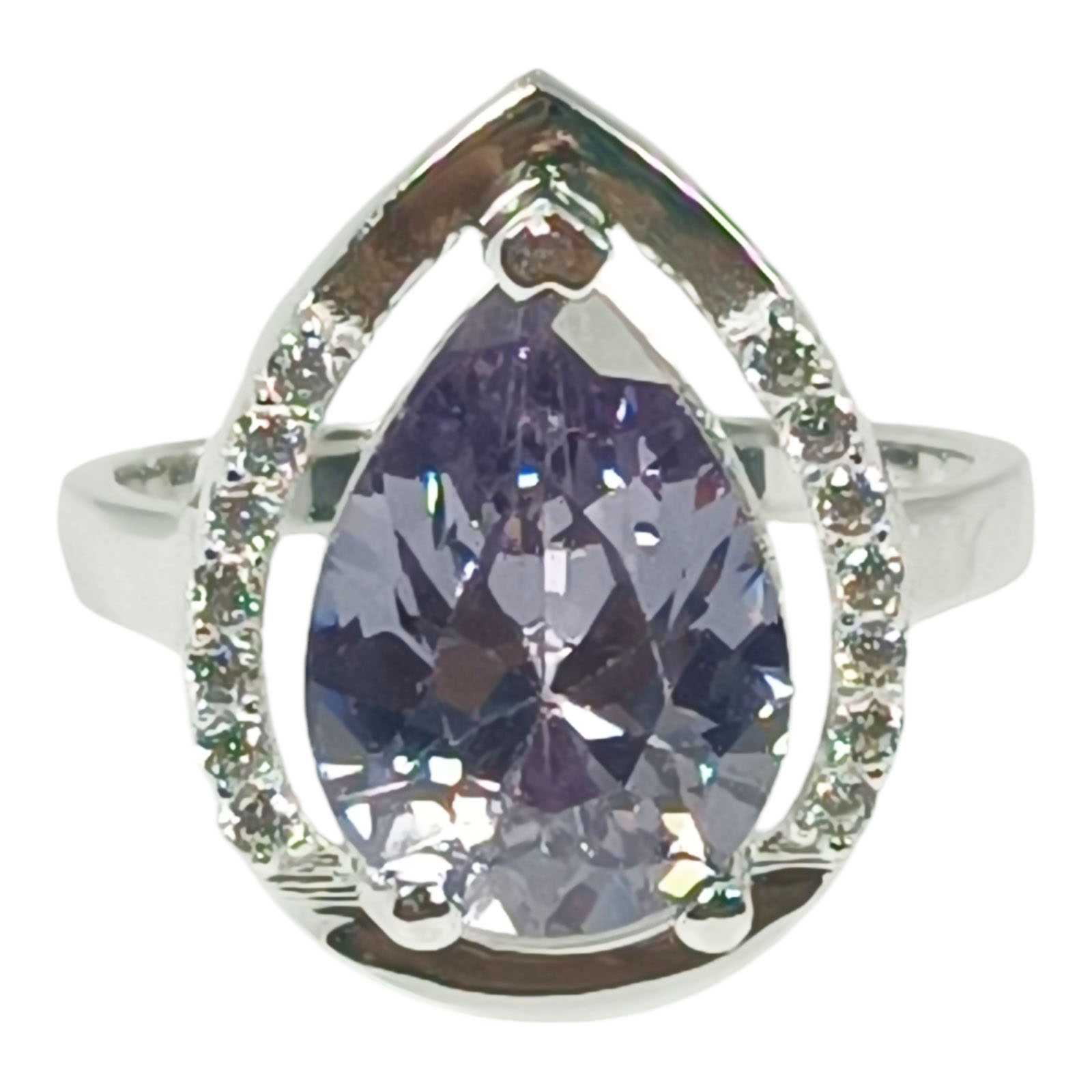 Bague Argent \'Arégonde\' violet argenté - 20x15 mm - [S1181]
