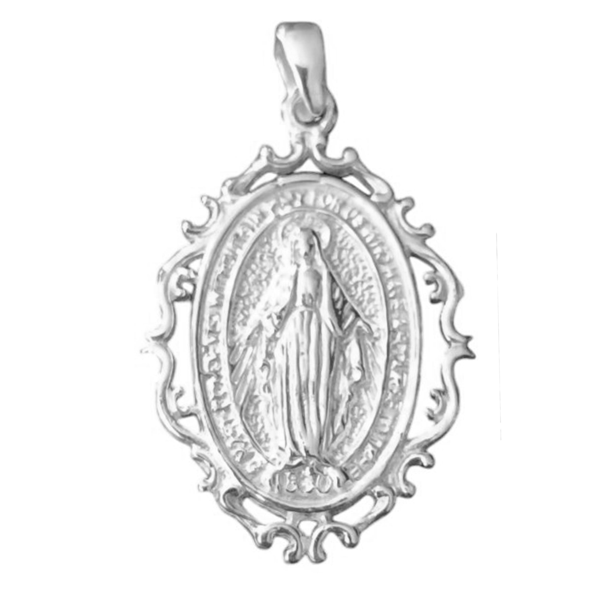 Pendentif argent \'Vierge Marie\' argenté (immaculée conception) - 25x20 mm - [S1207]