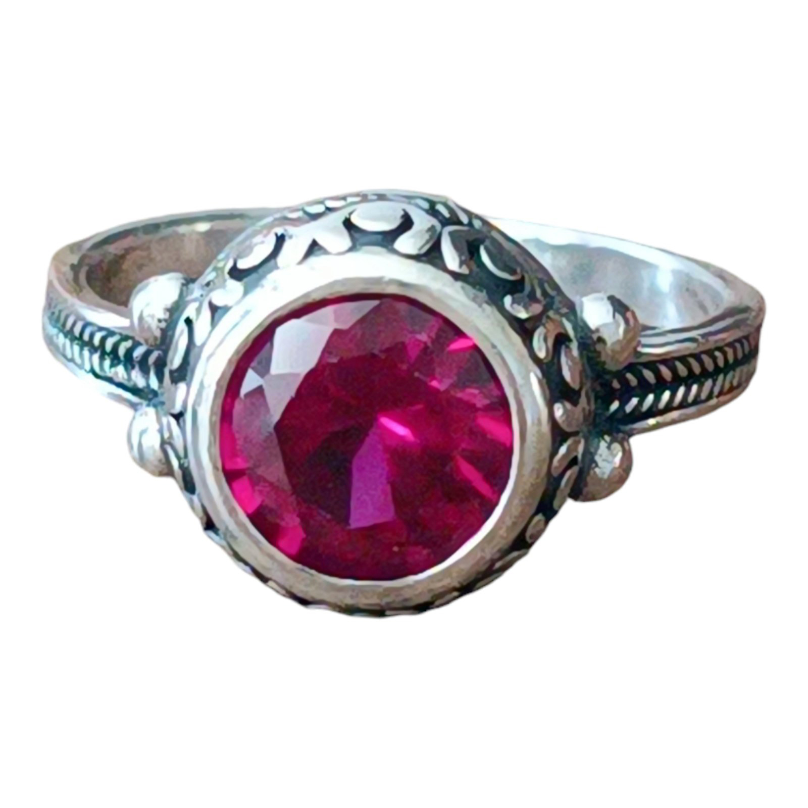 Bague argent \'Sappho\' rose argenté vieilli - 11 mm - [S1208]