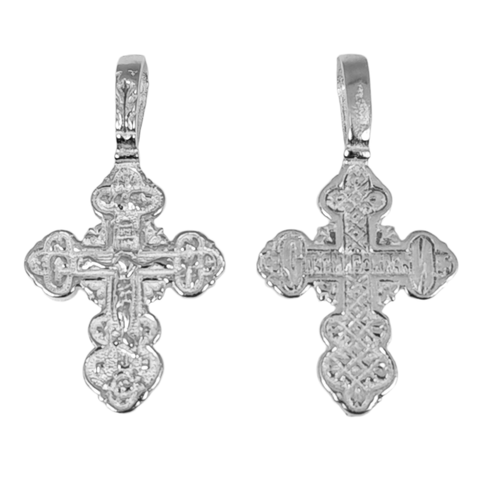 Pendentif Argent \'Crucifix\' argenté (orthodoxe) - 17x14 mm - [S1242]
