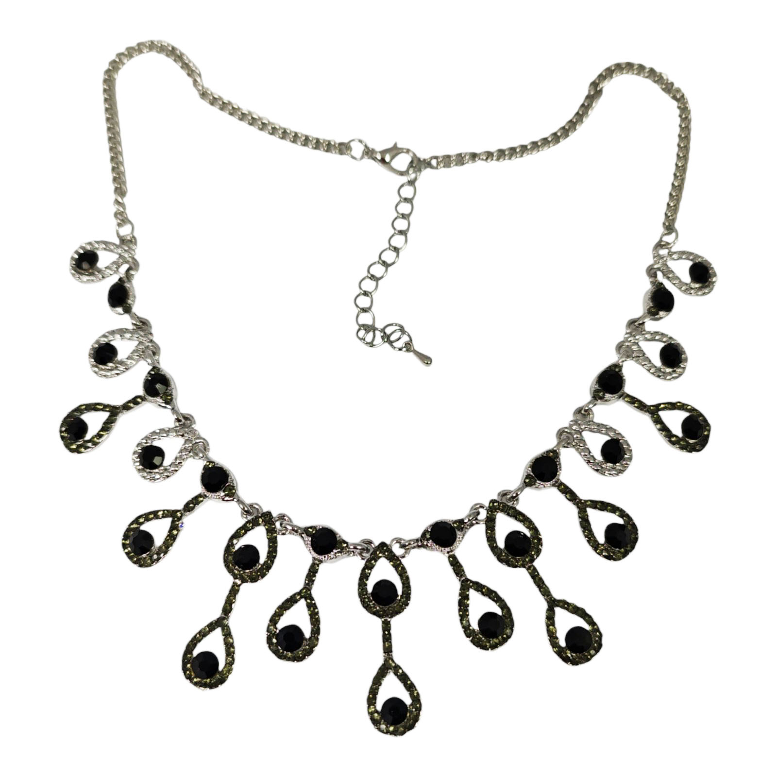 Collier créateur \'Arégonde\' gris noir argenté - 35 mm - [S1248]