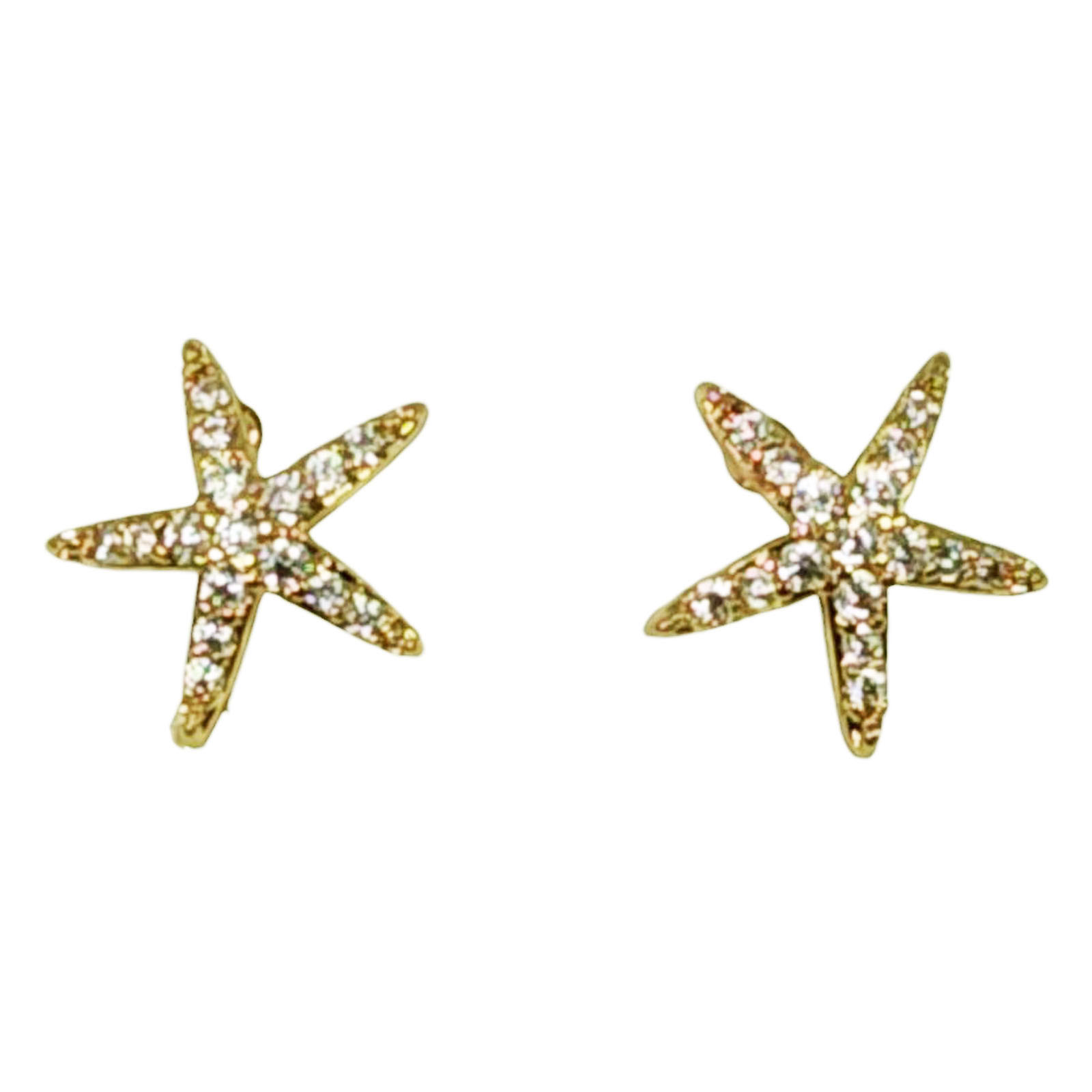 Boucles créateur \'Etoile des Mers\' blanc doré - 10x10 mm - [S1253]