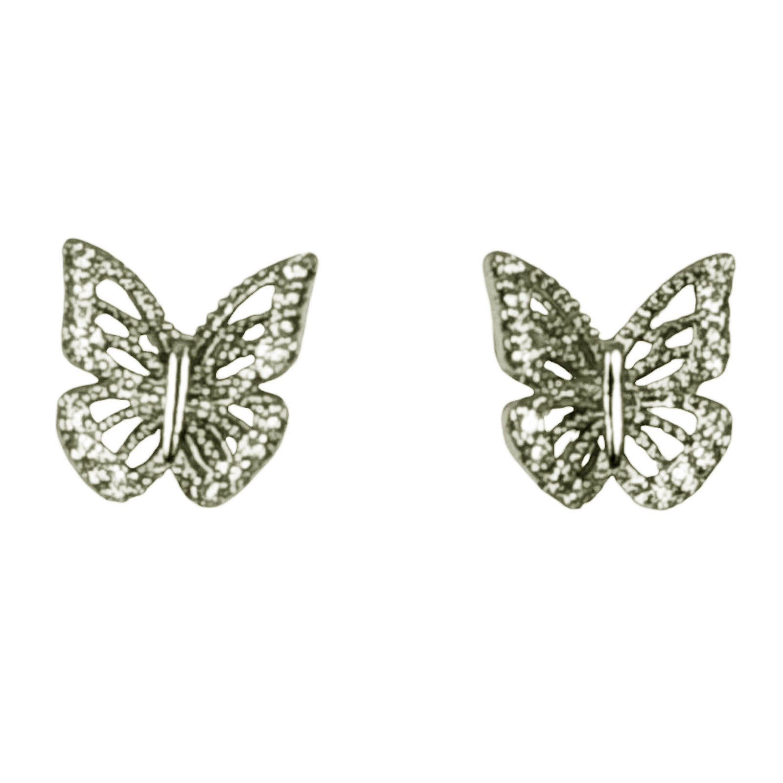 Boucles créateur \'Papillons\' blanc argenté - 10x10 mm - [S1257]