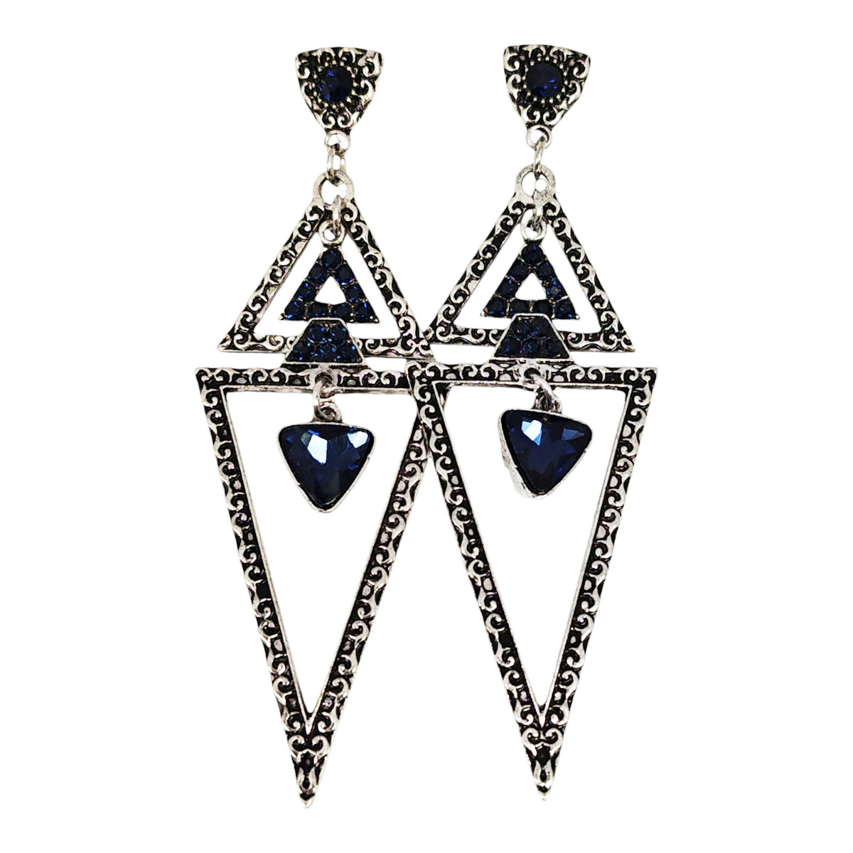 Boucles Créateur \'Altaï\' bleu argenté - 90x30 mm - [S1258]