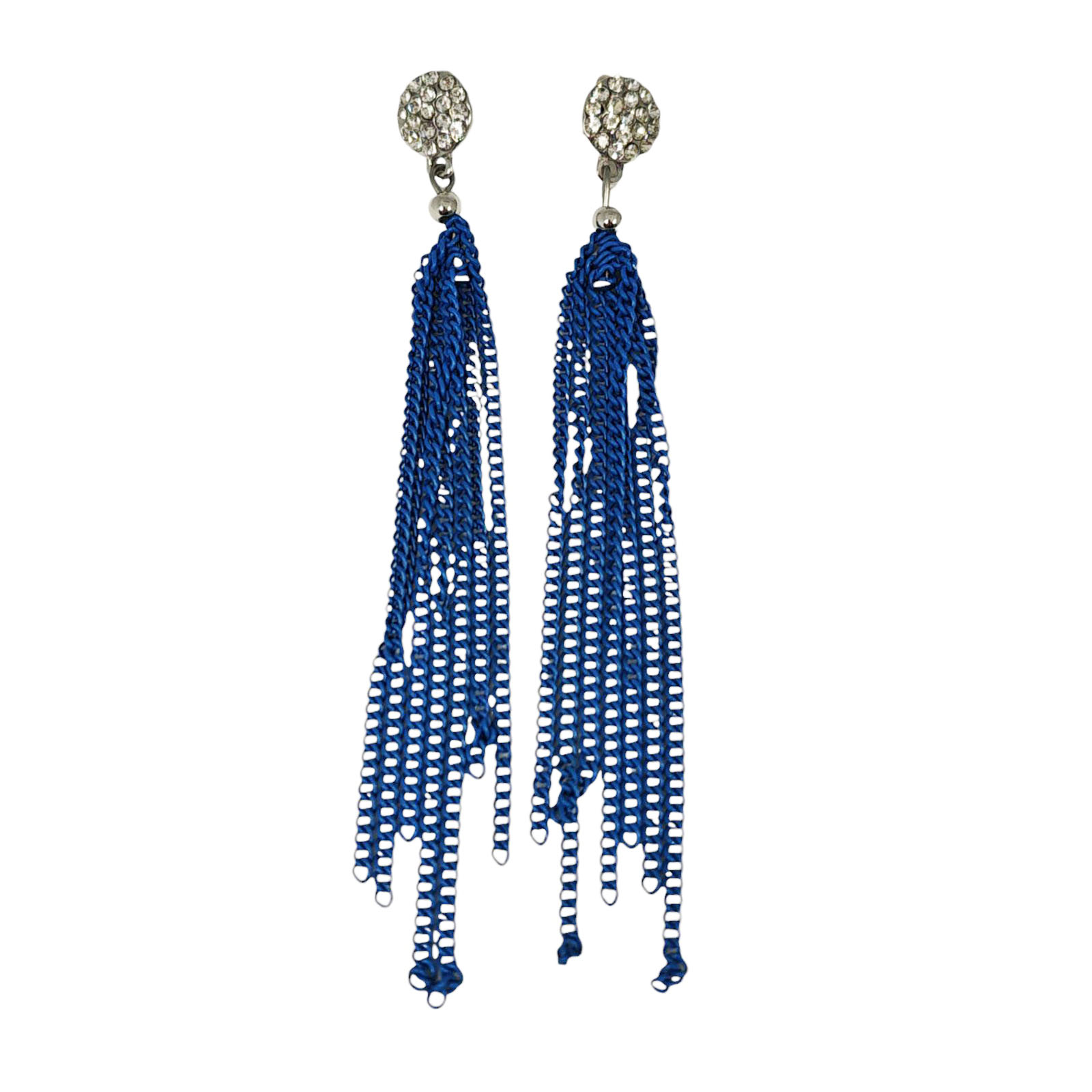 Boucles Créateur \'Acapulco\' bleu argenté - 11x1 cm - [S1260]