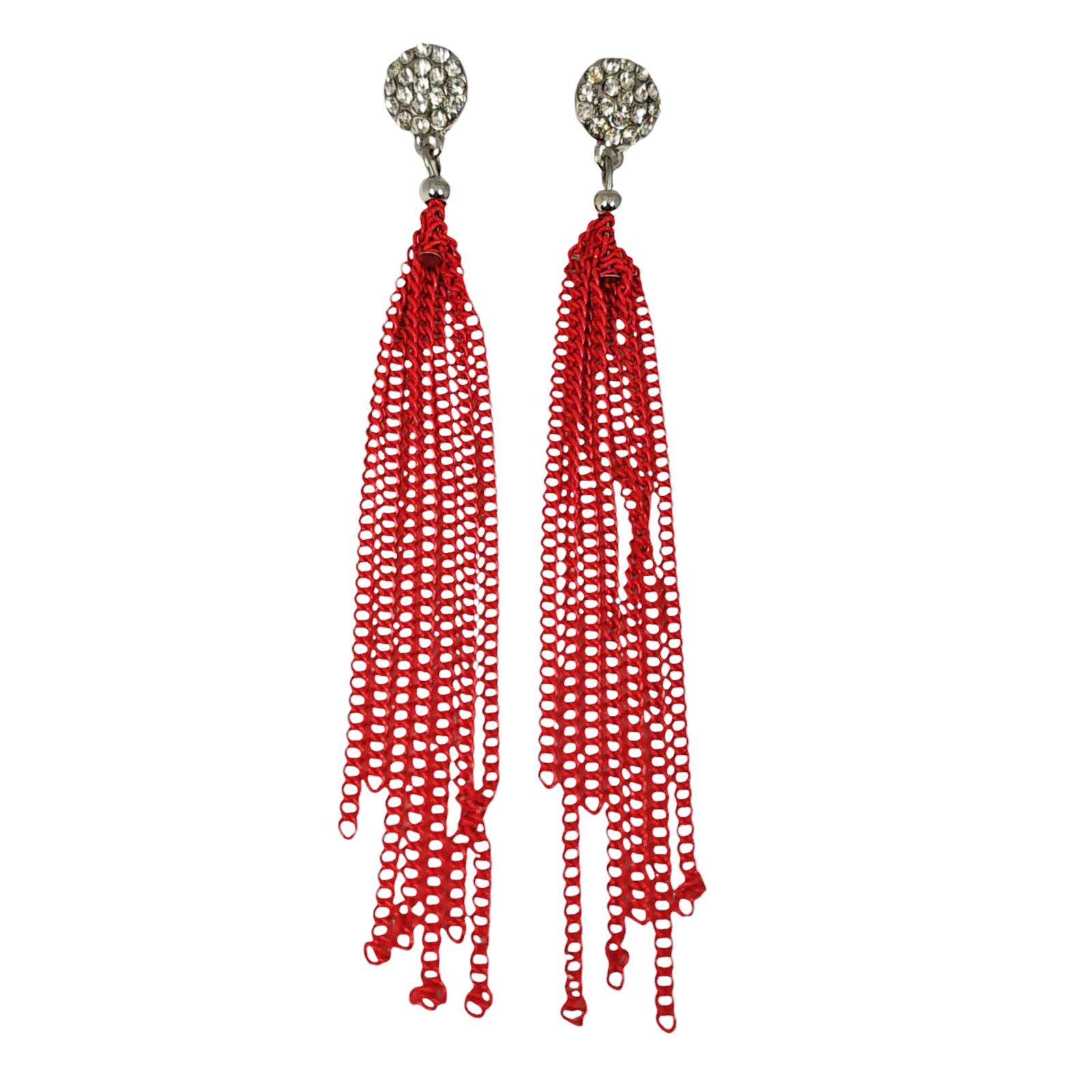 Boucles Créateur \'Acapulco\' rouge argenté - 11x1 cm - [S1261]