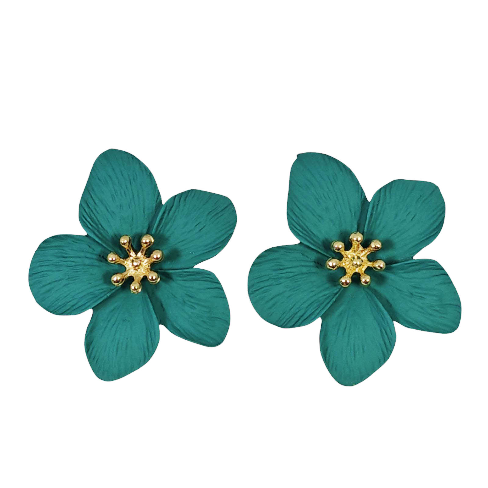 Boucles Créateur \'Flora\' turquoise - 35x30 mm  - [S1282]