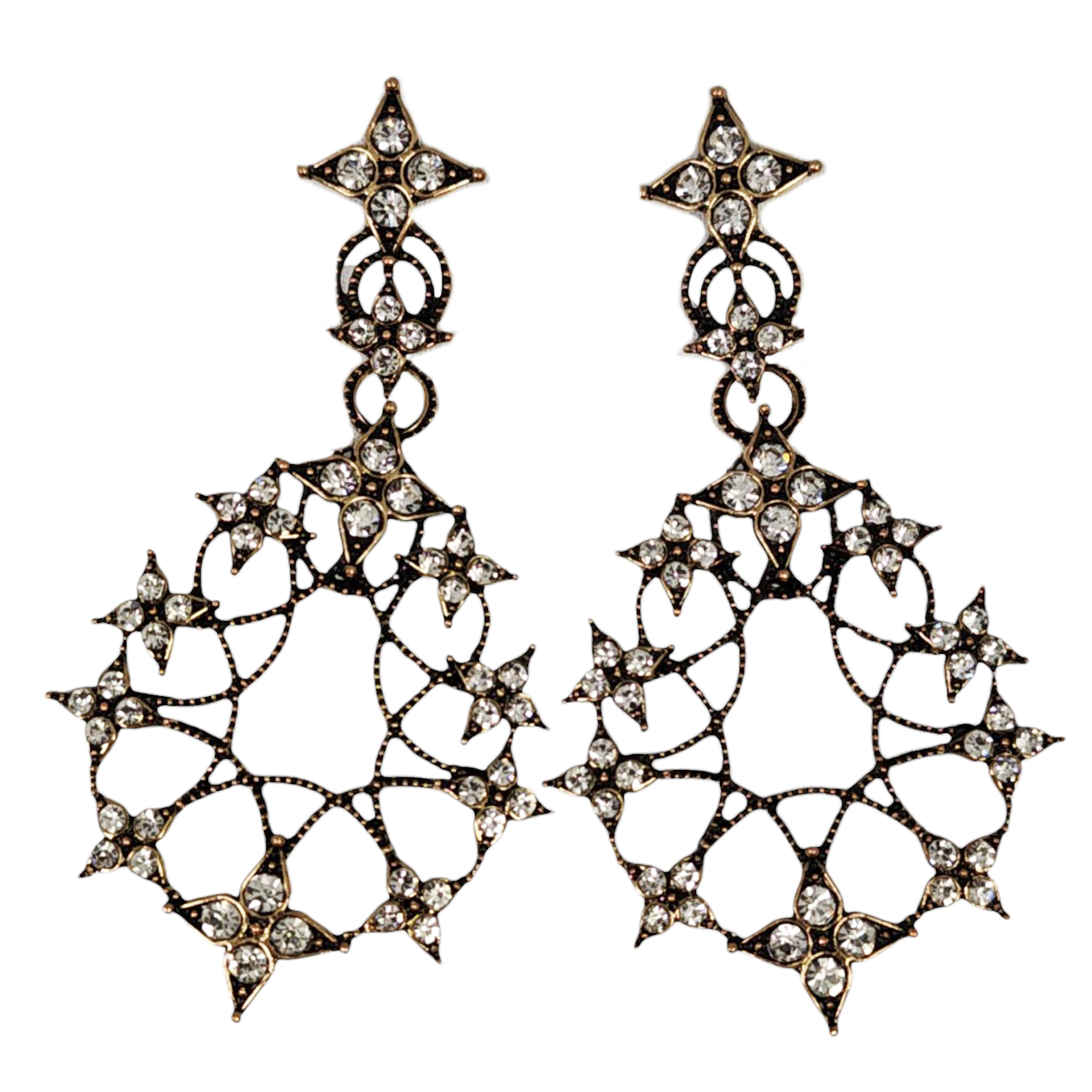 Boucles créateur \'Arégonde\' blanc doré - 80x40 mm - [S1284]
