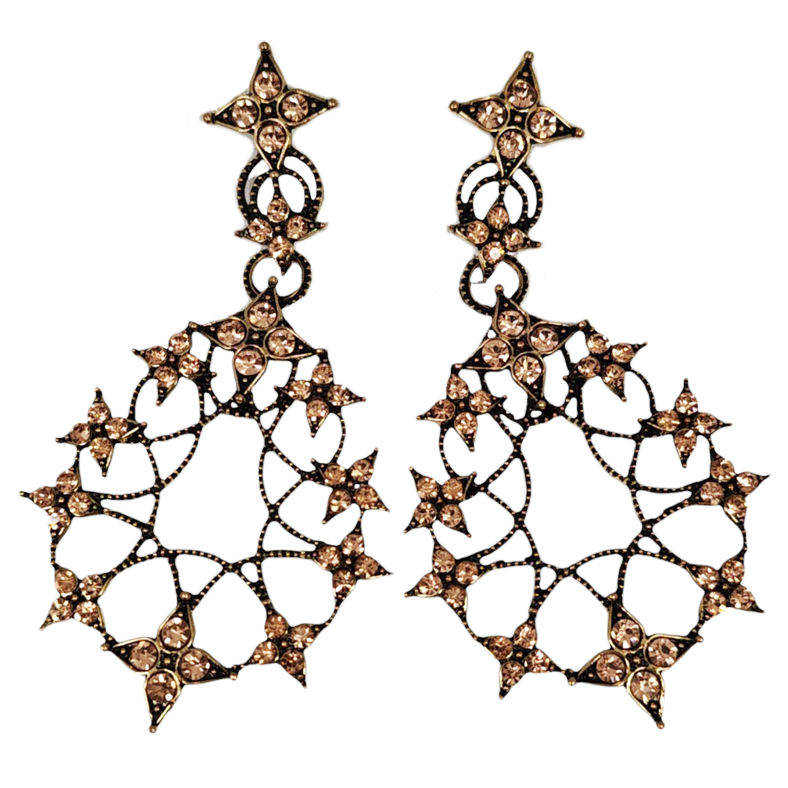 Boucles créateur \'Arégonde\' rosé doré - 80x40 mm - [S1285]