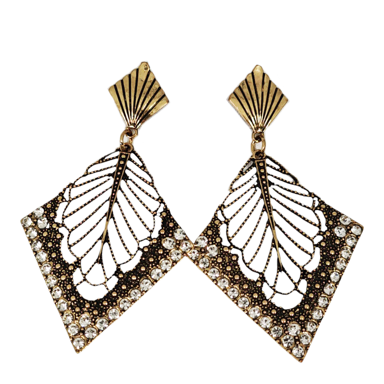 Boucles créateur \'Arégonde\' blanc doré - 75x45 mm - [S1286]