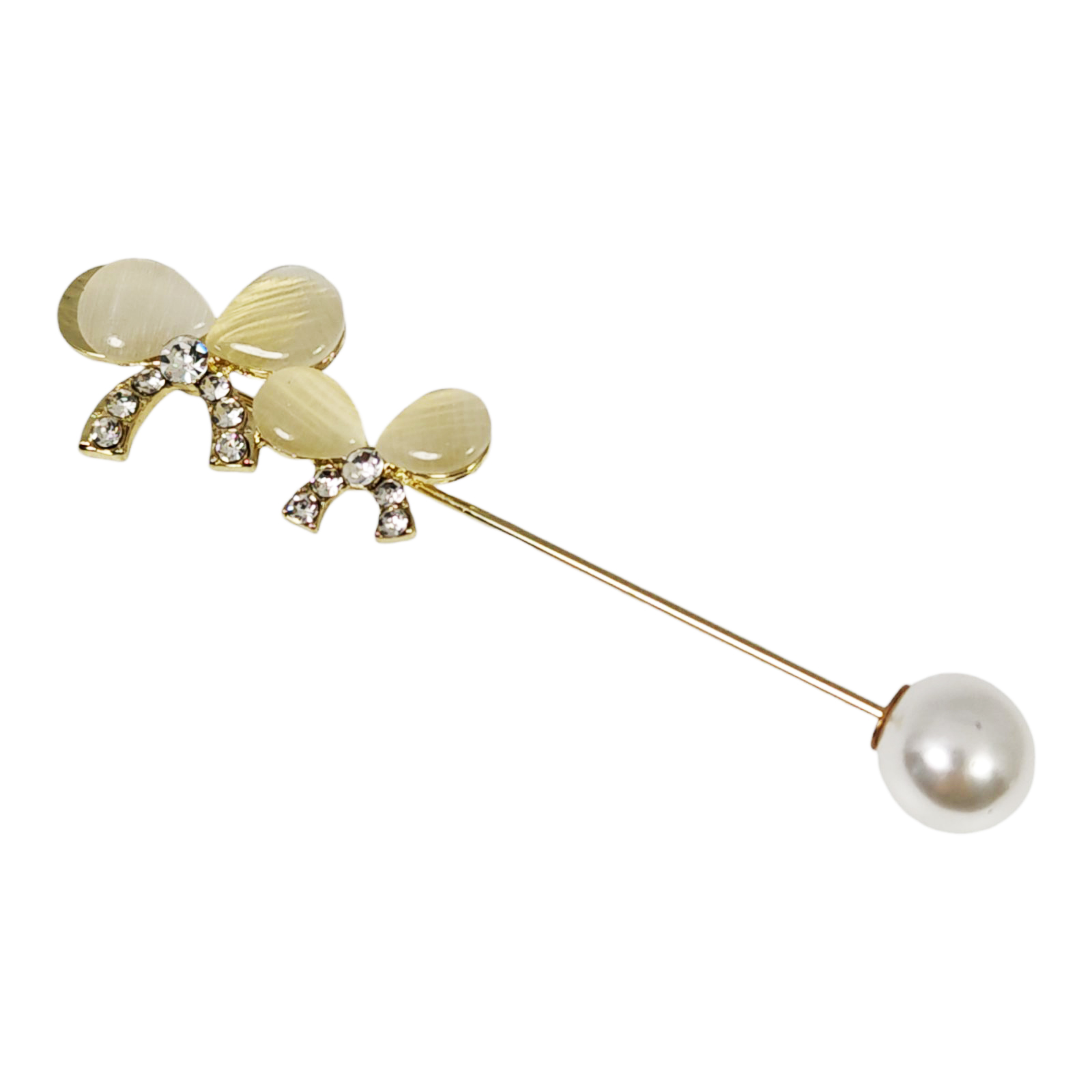 Broche Créateur \'Arégonde\' blanc doré - 70x20 mm  - [S1291]