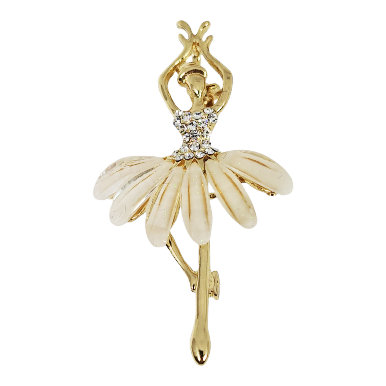 Broche Créateur \'Ballerine\' beige doré - 50x30 mm - [S1313]