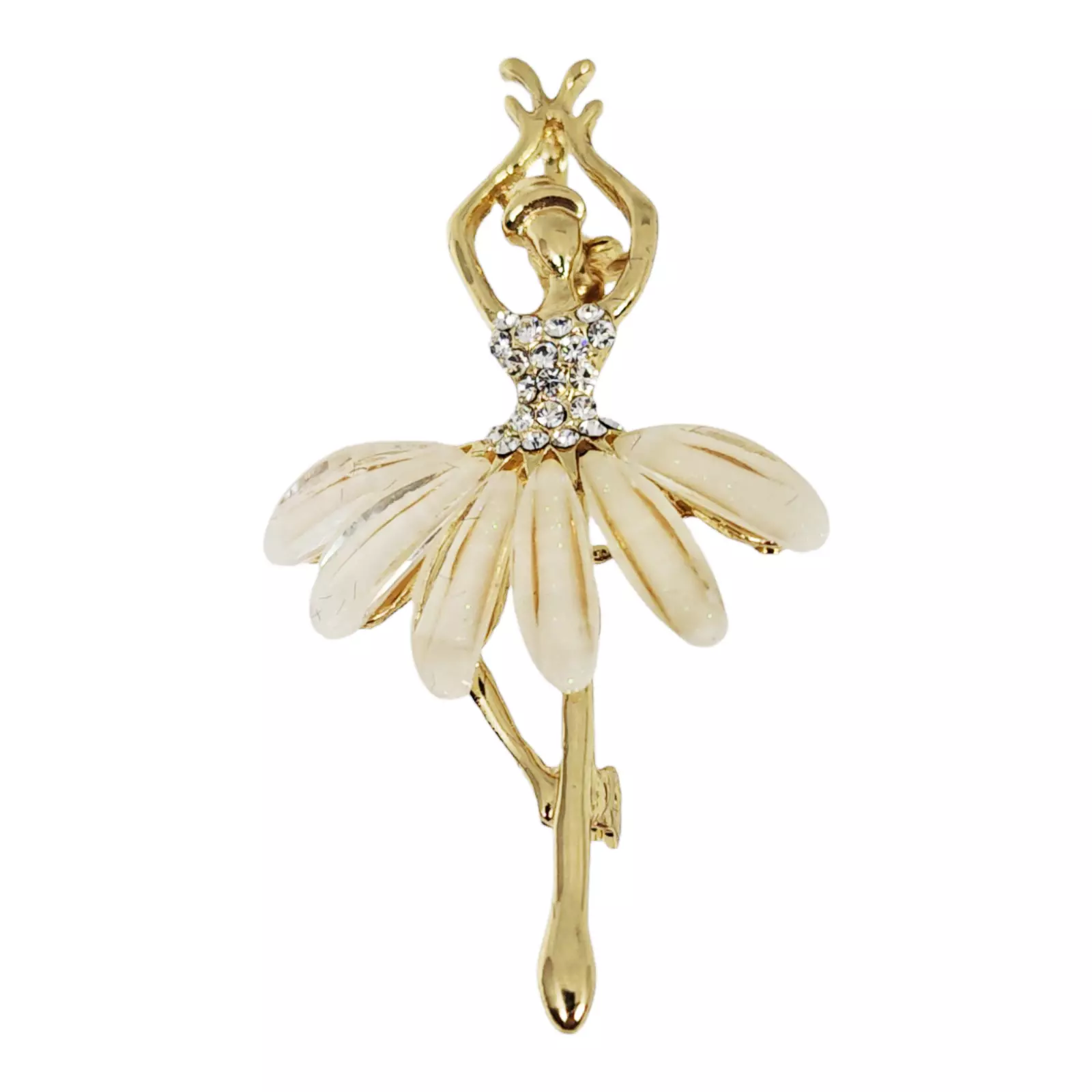 les trésors de lily Broche Créateur 'Ballerine' beige doré 50x30 mm [S1313]