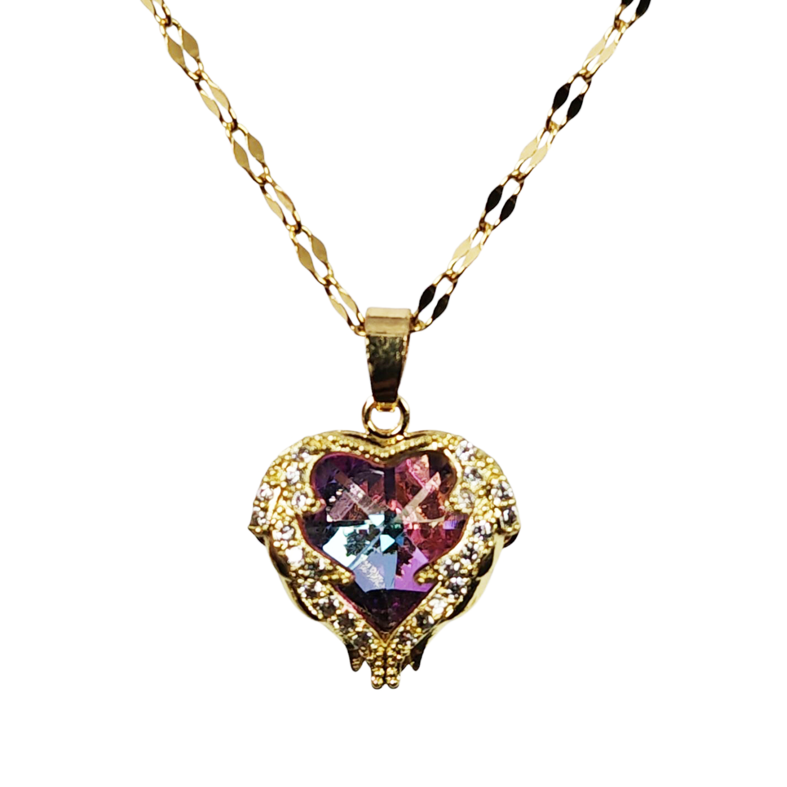 Collier Créateur \'Arégonde\' violet doré - 15x15 mm - [S1314]