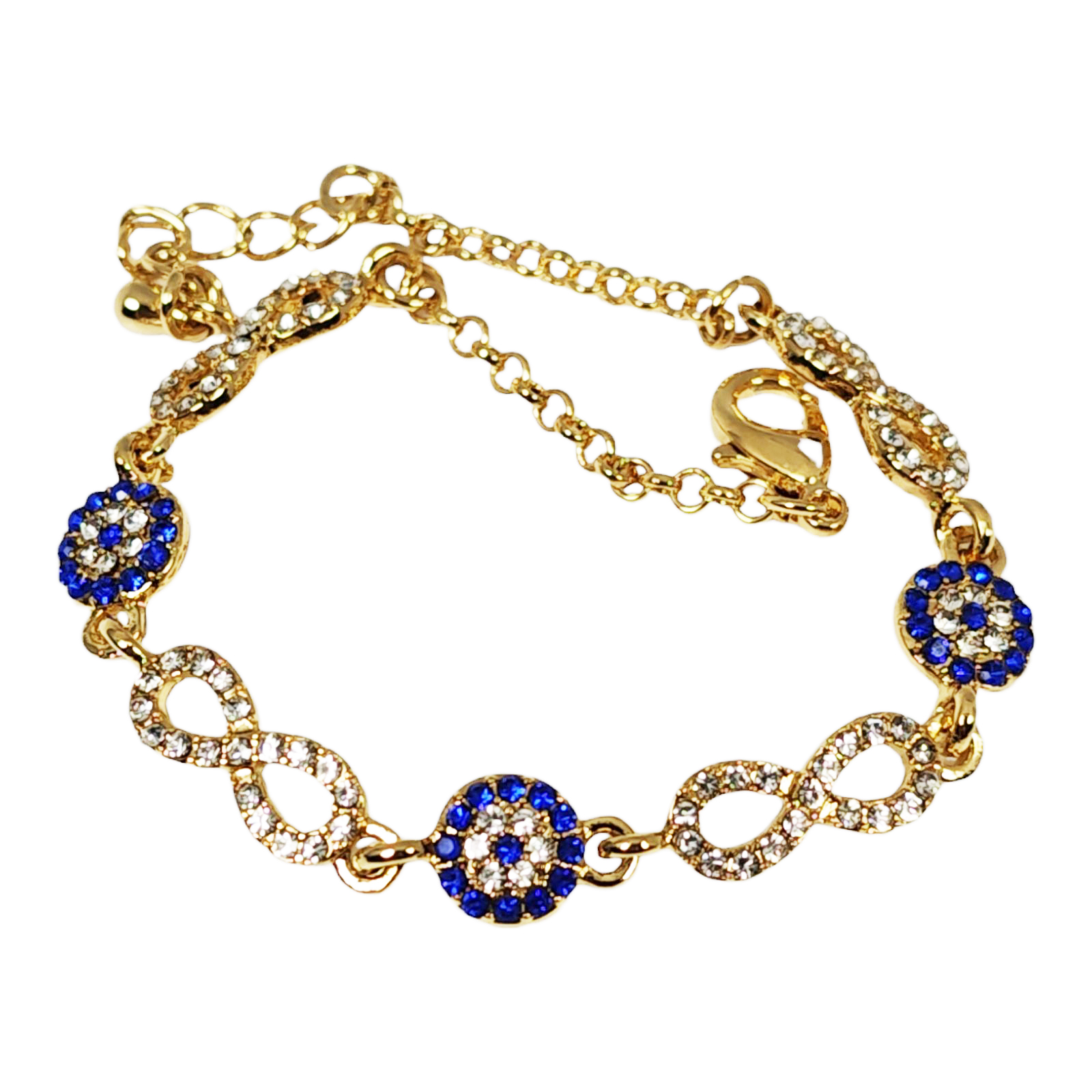 Bracelet Créateur \'Arégonde\' bleu blanc doré - 15x5 mm (infini) - [S1315]