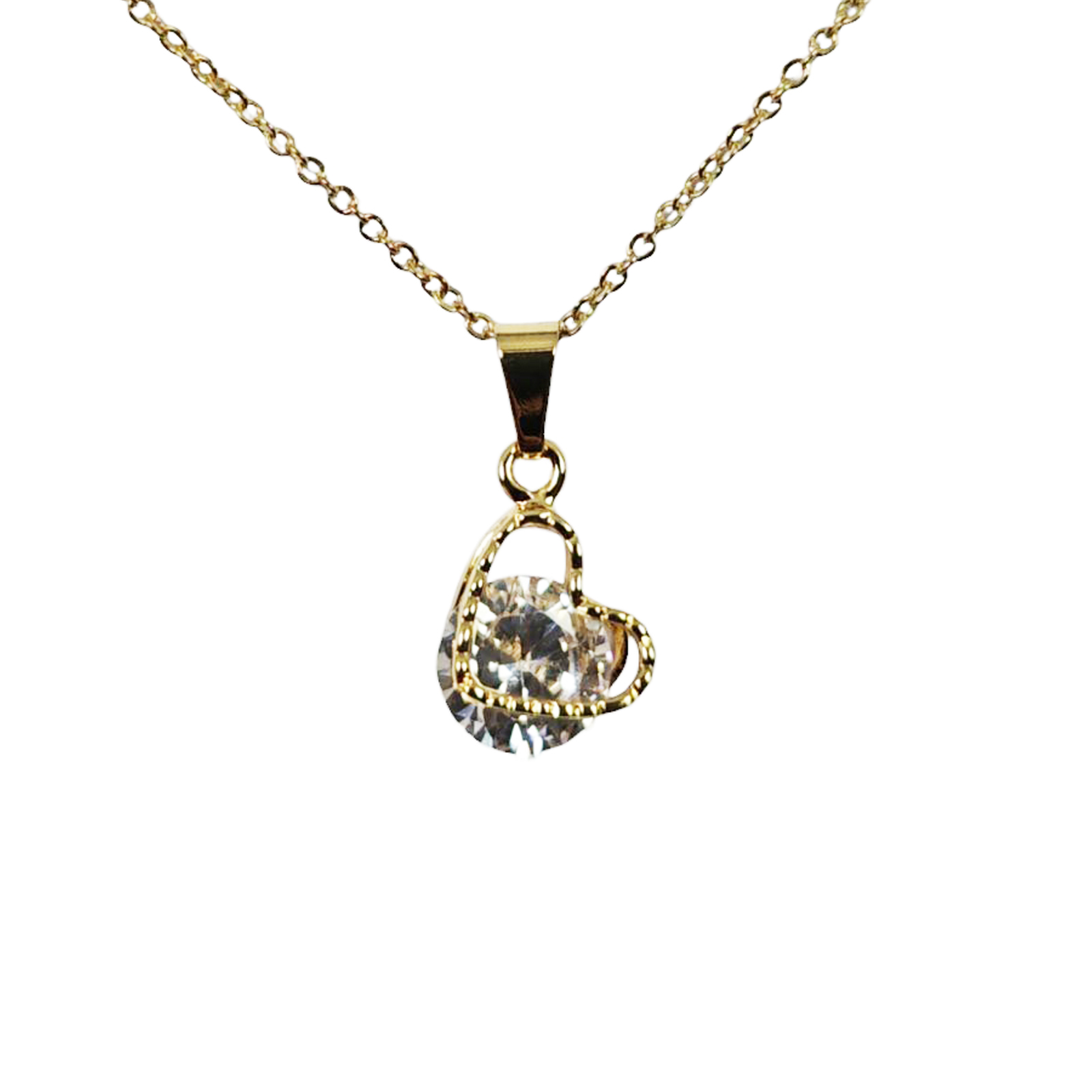 Collier créateur \'Love\' blanc doré - 12x10 mm - [S1320]
