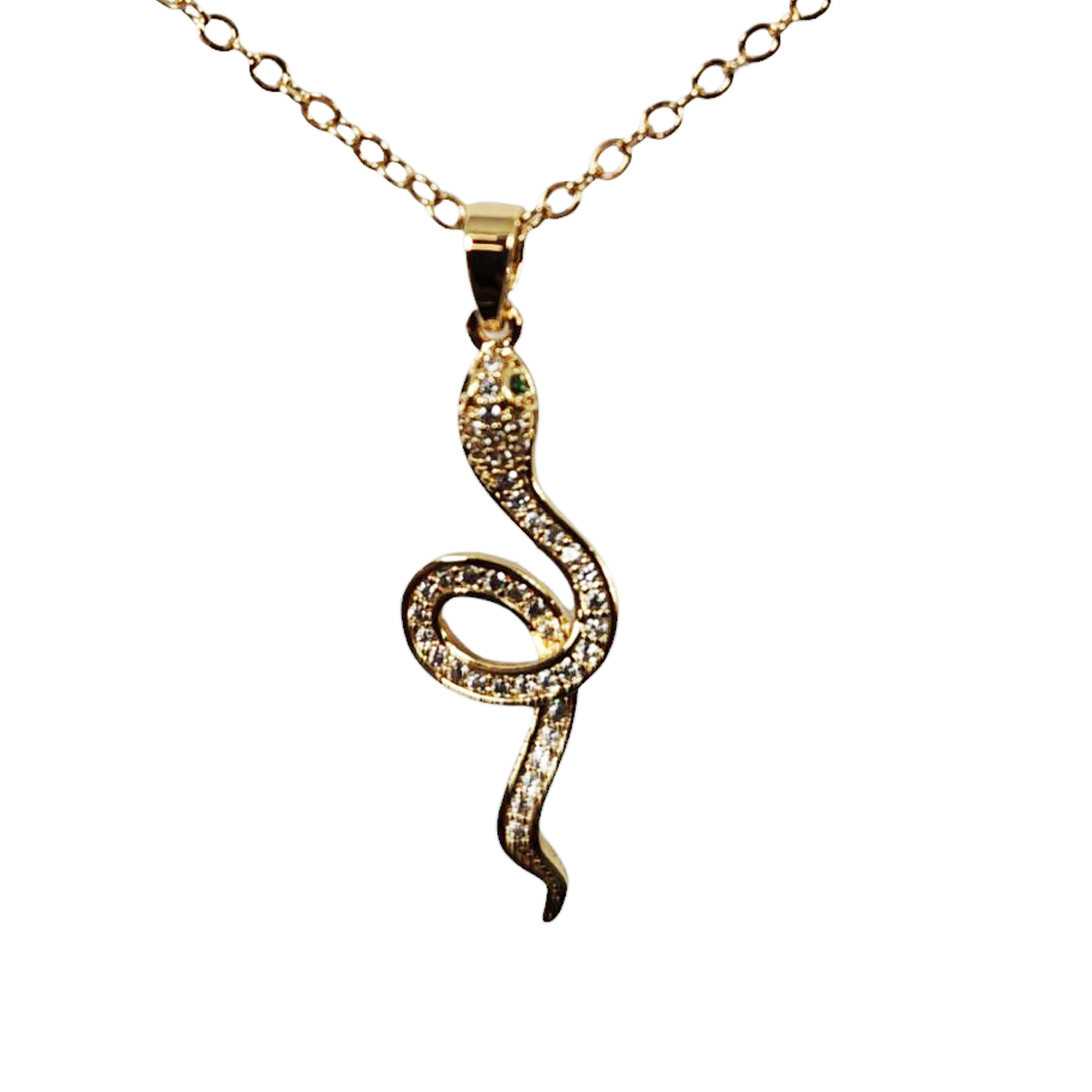Collier créateur \'Serpent\' blanc doré - 28x10 mm - [S1326]