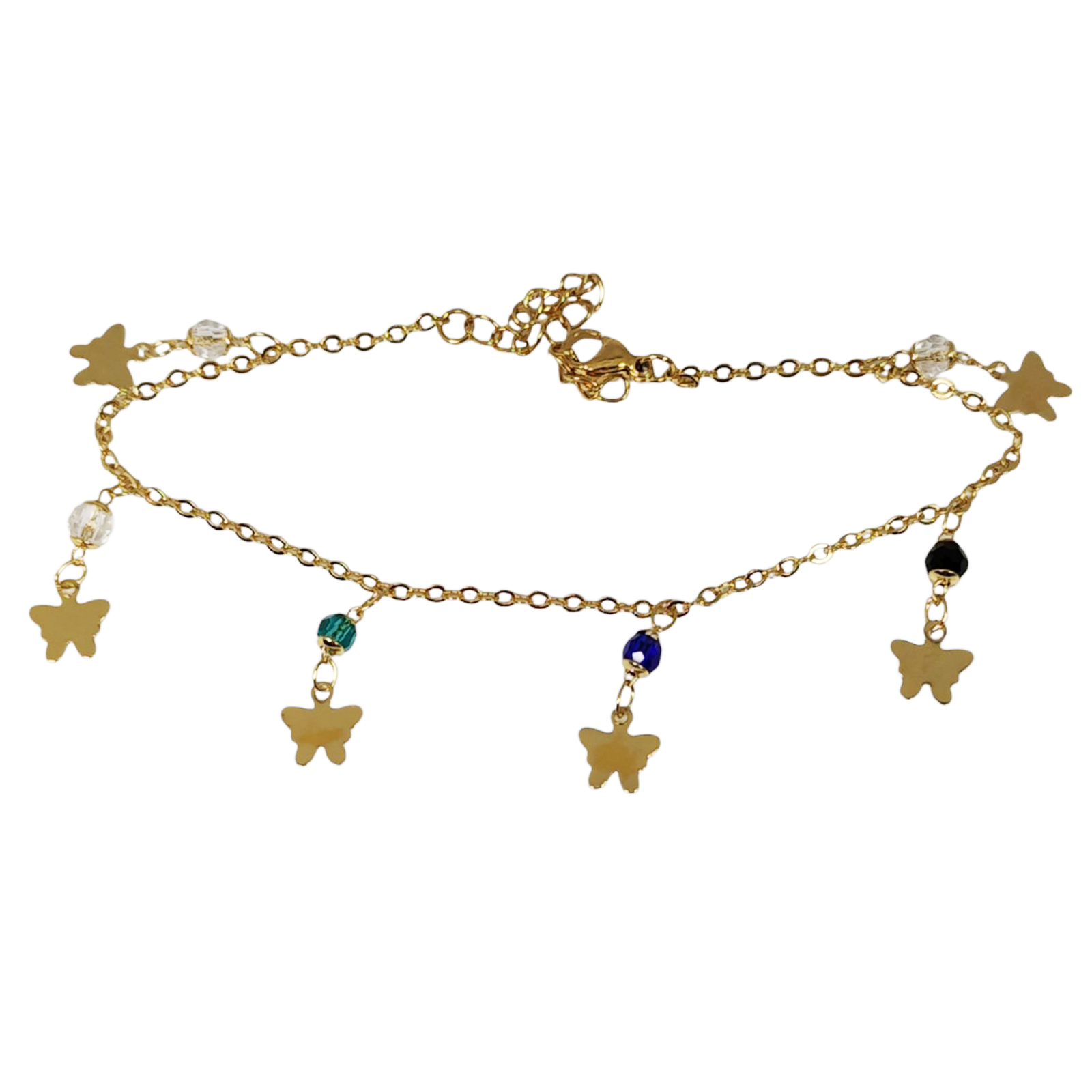 Chaine Cheville \'Cléopatra\' multicolore doré - 25 cm, 20x7 mm (papillon) - [S1337]