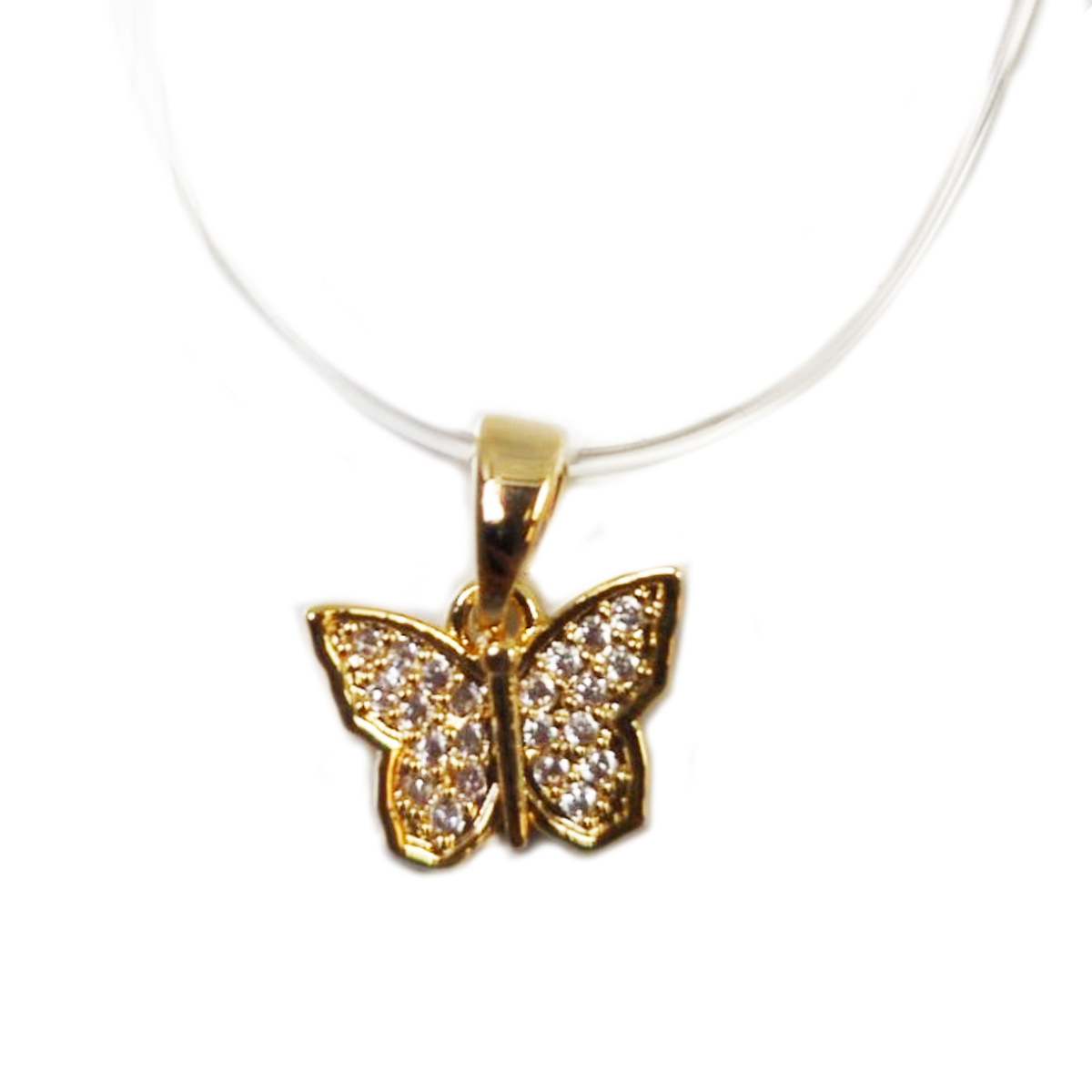 Collier Créateur \'Papillon\' blanc doré - 10x7 mm - [S1358]
