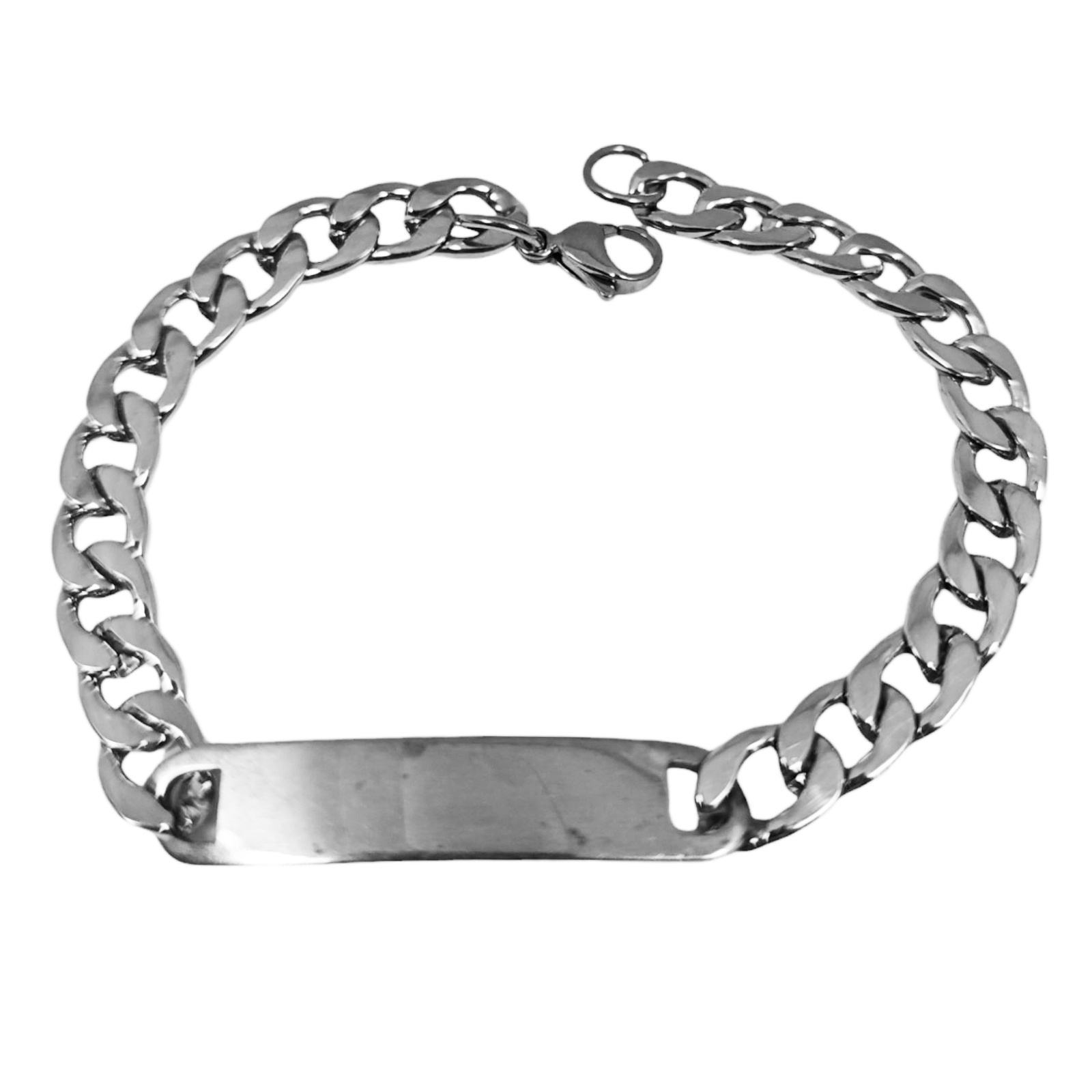 Gourmette Acier \'Identité\' argenté - 21 cm 40x8 mm - [S1361]