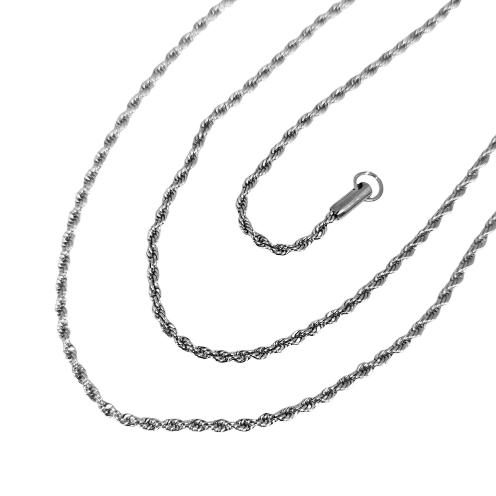 Chaîne Acier \'Corde\' argenté - 60 cm 2 mm - [S1364]