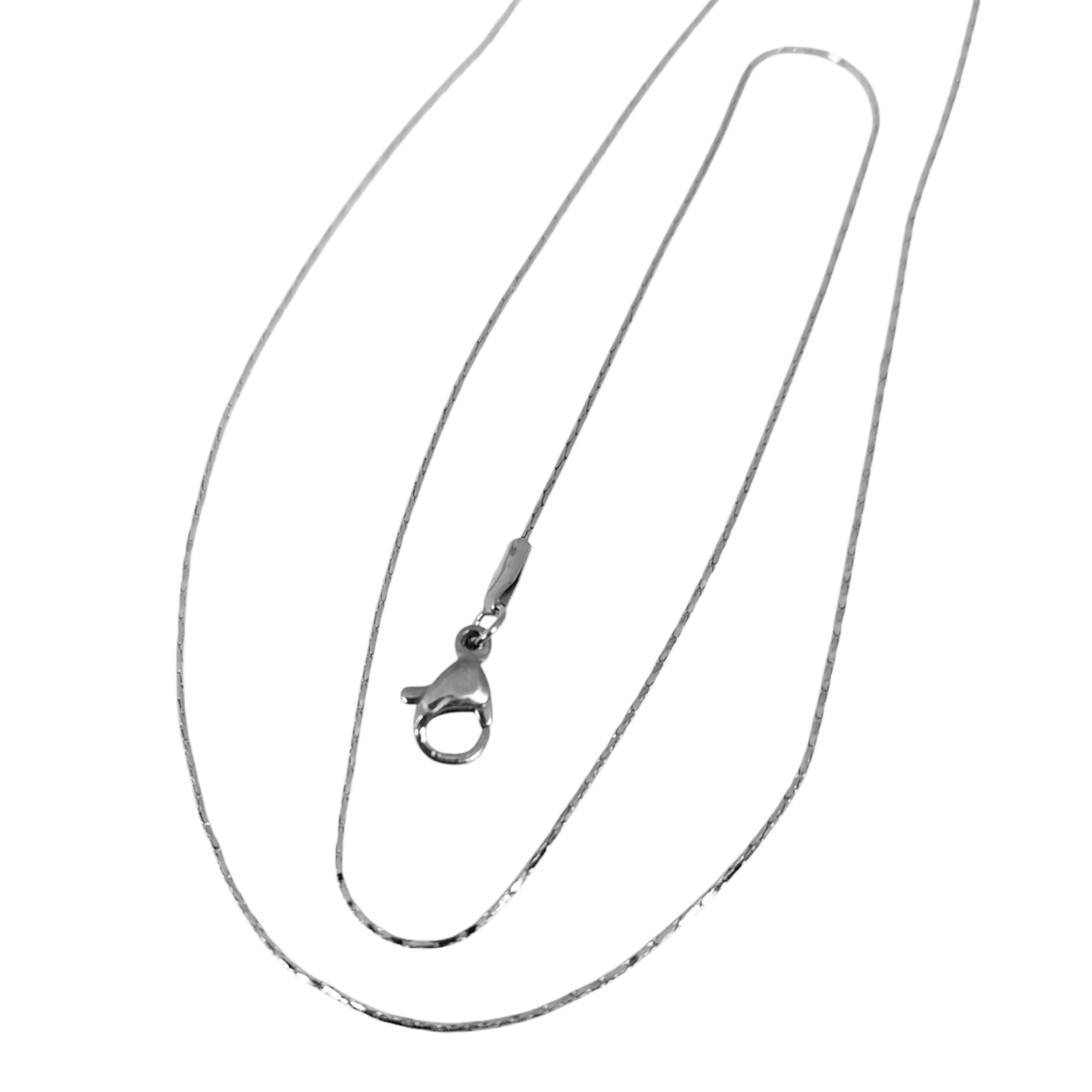 Chaîne Acier \'Maille Haricot\' argenté - 50 cm 1 mm - [S1365]