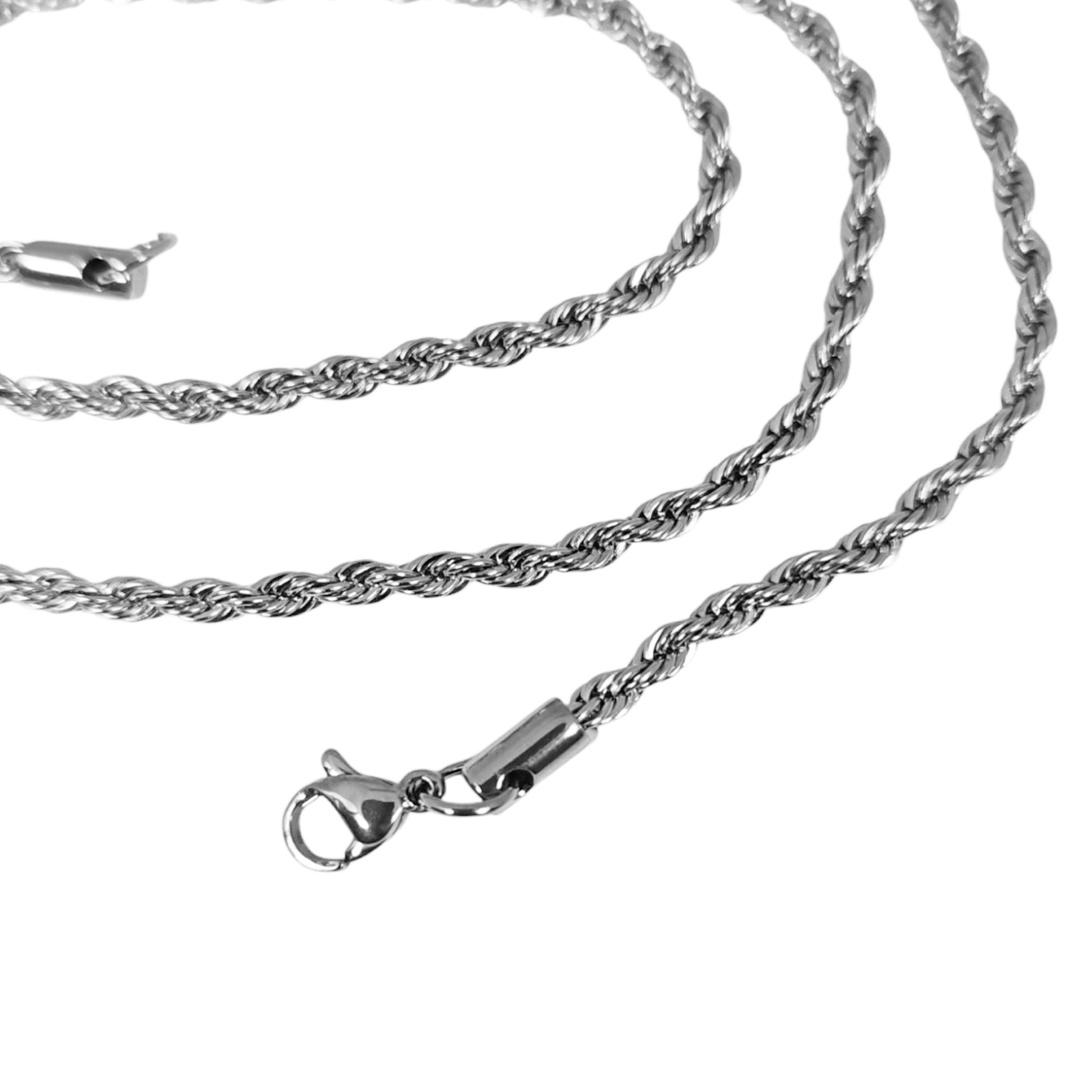 Chaîne Acier \'Corde\' argenté - 60 cm 3 mm - [S1367]