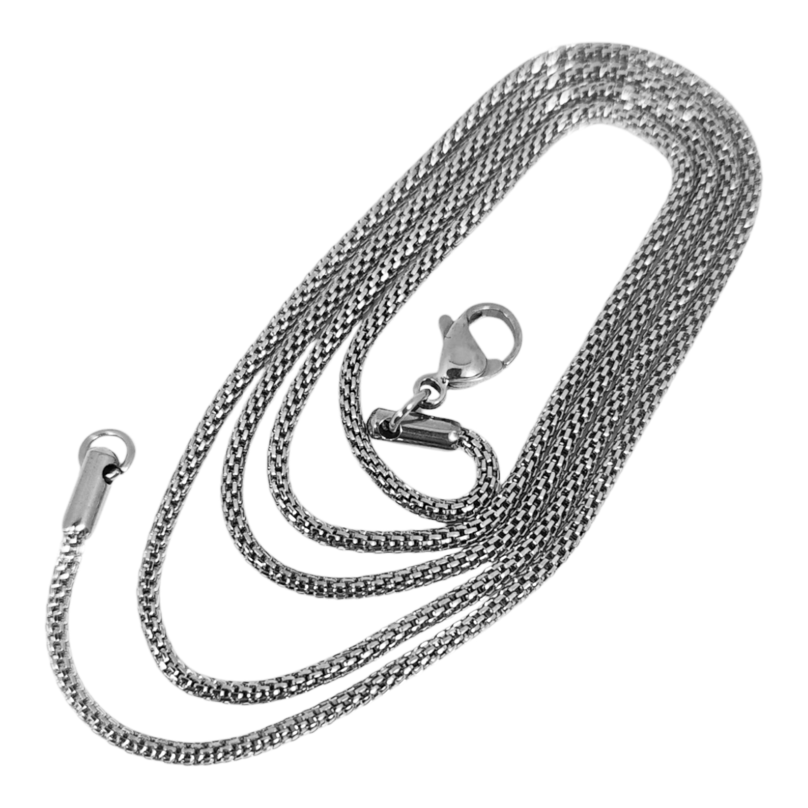 Chaîne Acier \'Maille lanterne\' argenté - 60 cm 2 mm - [S1368]